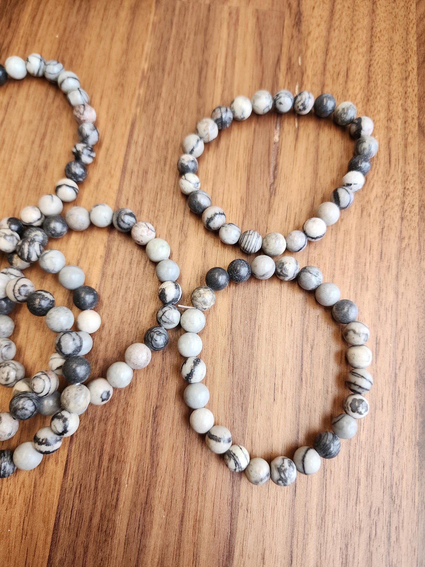SpiderWeb Jasper Bracelet: 8MM Webbed Black and White Patterns for Halloween or Spooky Styles | Gothic Vibes Wednesday would Love!
