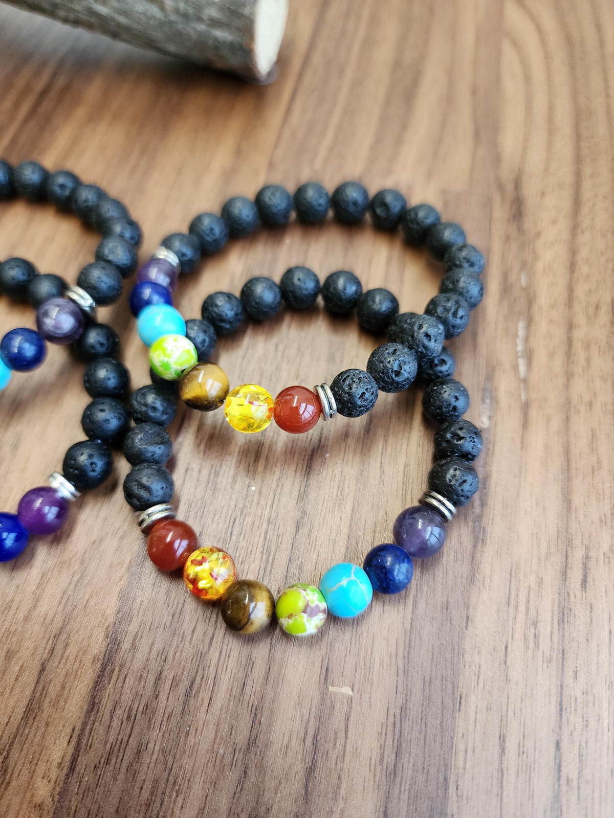 7 Chakra Bracelet: 8MM Lava Rock Crystal Beads | Rainbow Jewelry | Spiritual Yoga Meditation and Prayer Charm | ROYGBIV Wearable Art