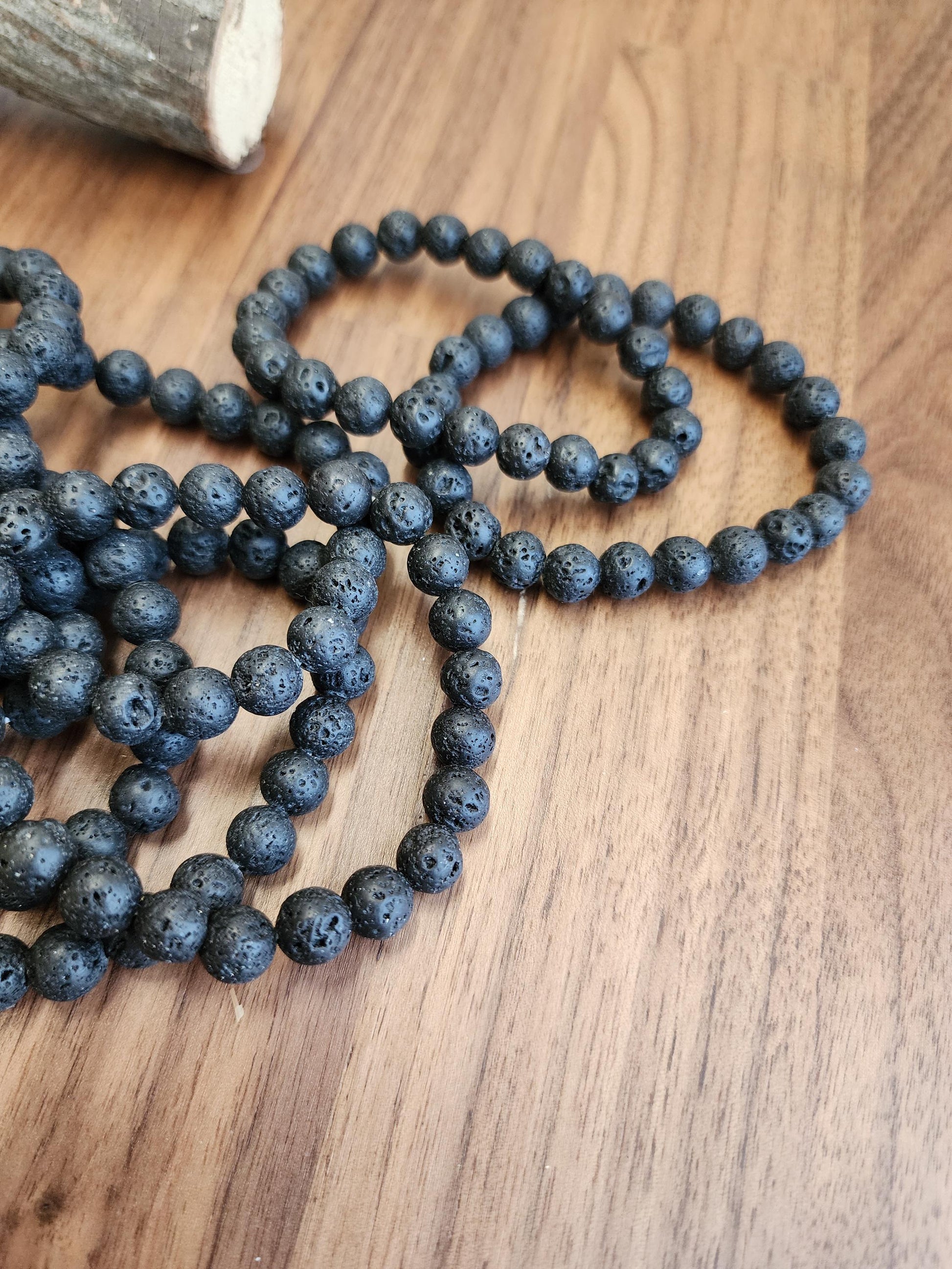 Lava Rock Bracelet: 8MM Black Stone Crystal Rock Beads | Infuse with Aroma Therapy Oils, Perfume or Cologne | Smell Good | Men's Gift