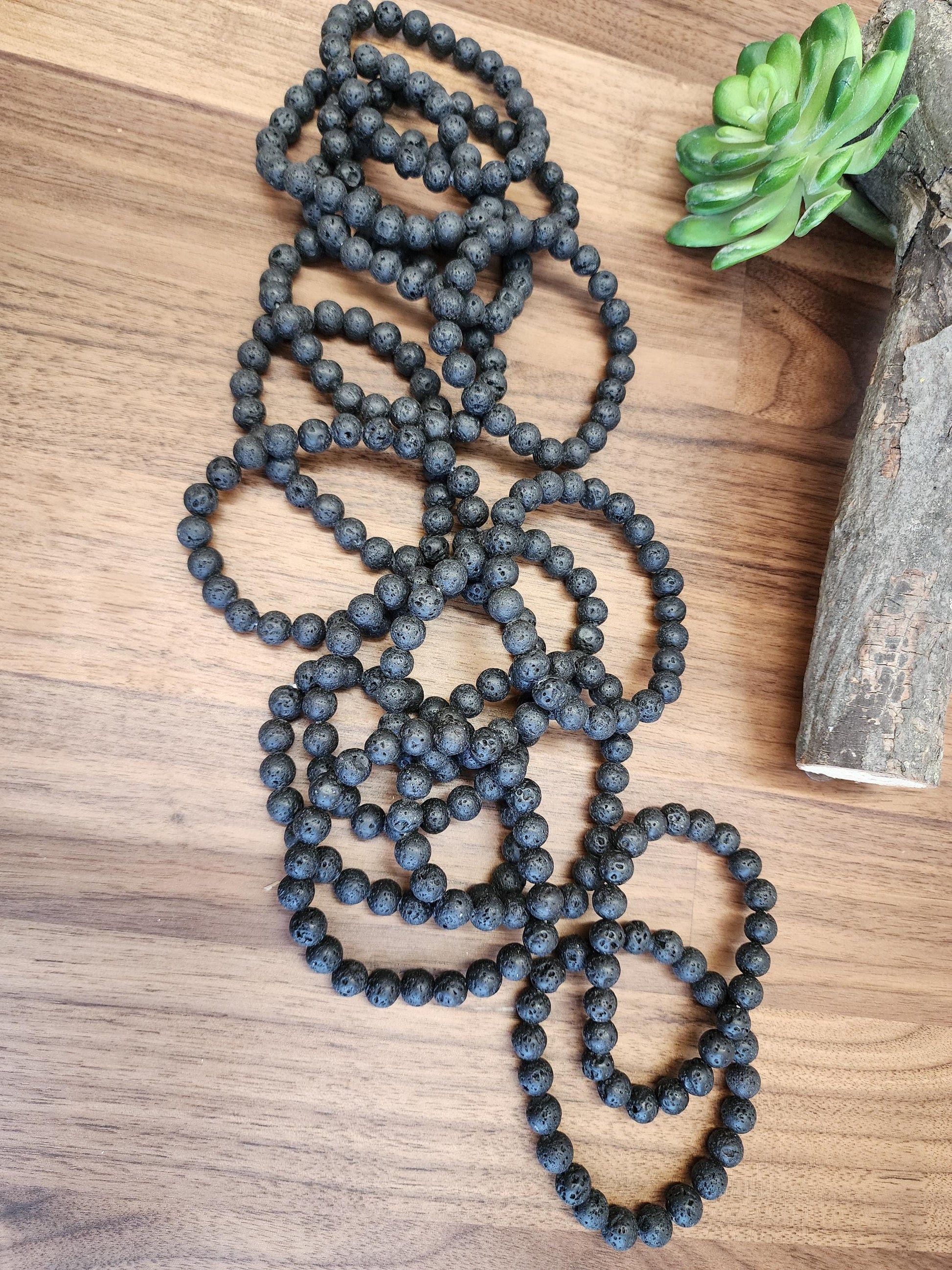 Lava Rock Bracelet: 8MM Black Stone Crystal Rock Beads | Infuse with Aroma Therapy Oils, Perfume or Cologne | Smell Good | Men's Gift