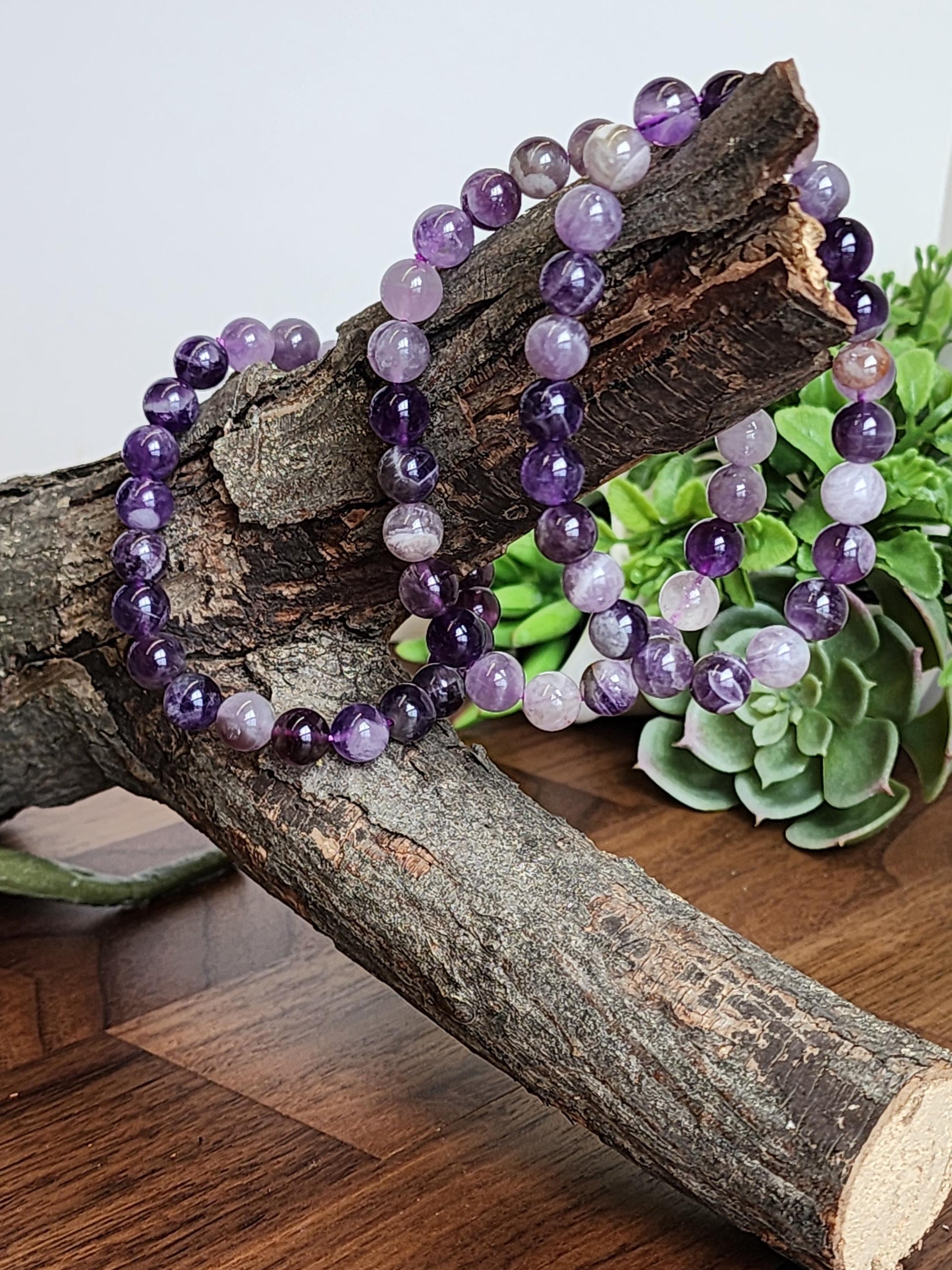 Favorite Amethyst Bracelet: 8.5MM Natural Purple Crystal Beads | Most popular crystal jewelry collection for PopRocksDecor | Lavendar Lilac