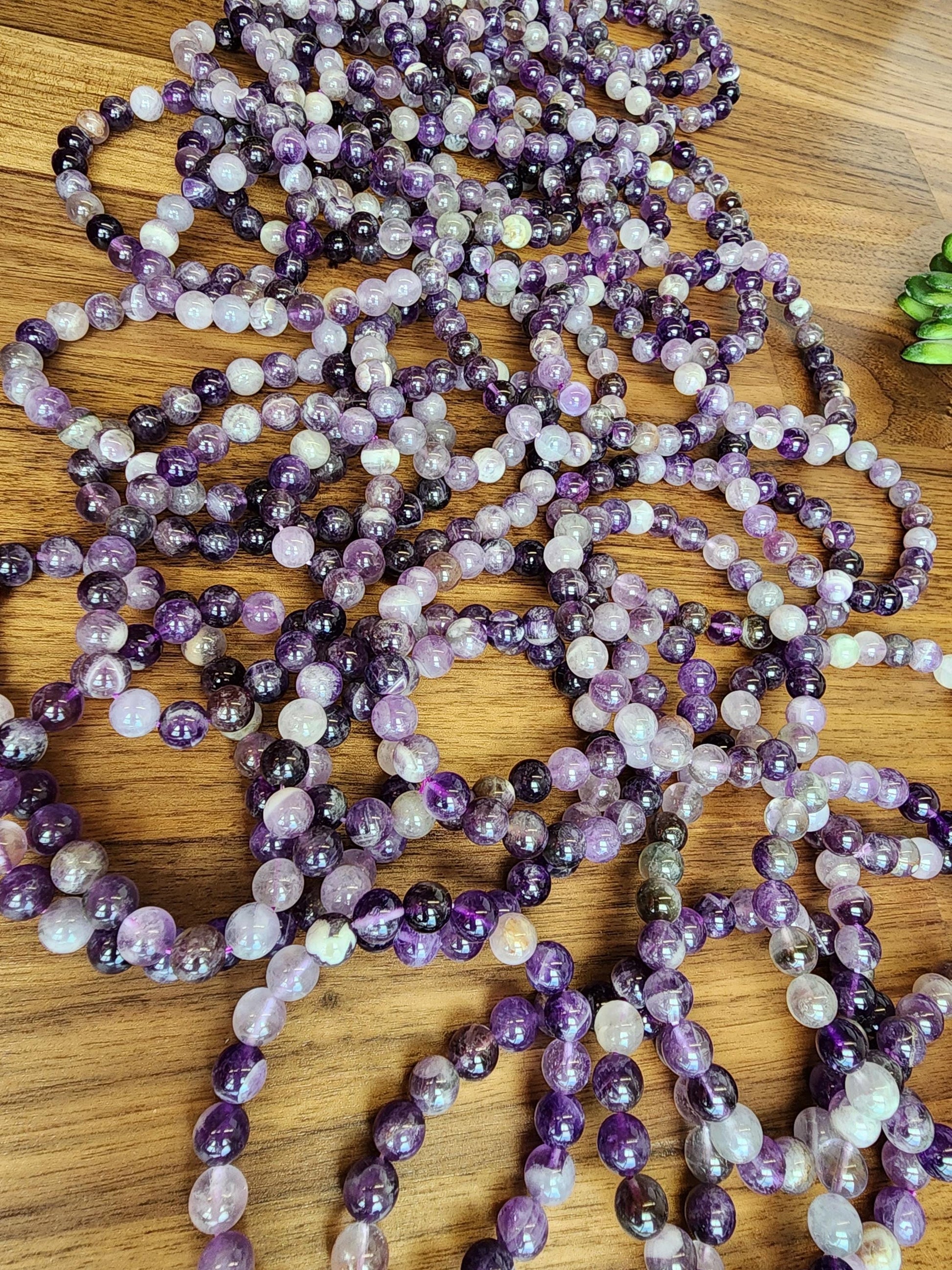 Favorite Amethyst Bracelet: 8.5MM Natural Purple Crystal Beads | Most popular crystal jewelry collection for PopRocksDecor | Lavendar Lilac