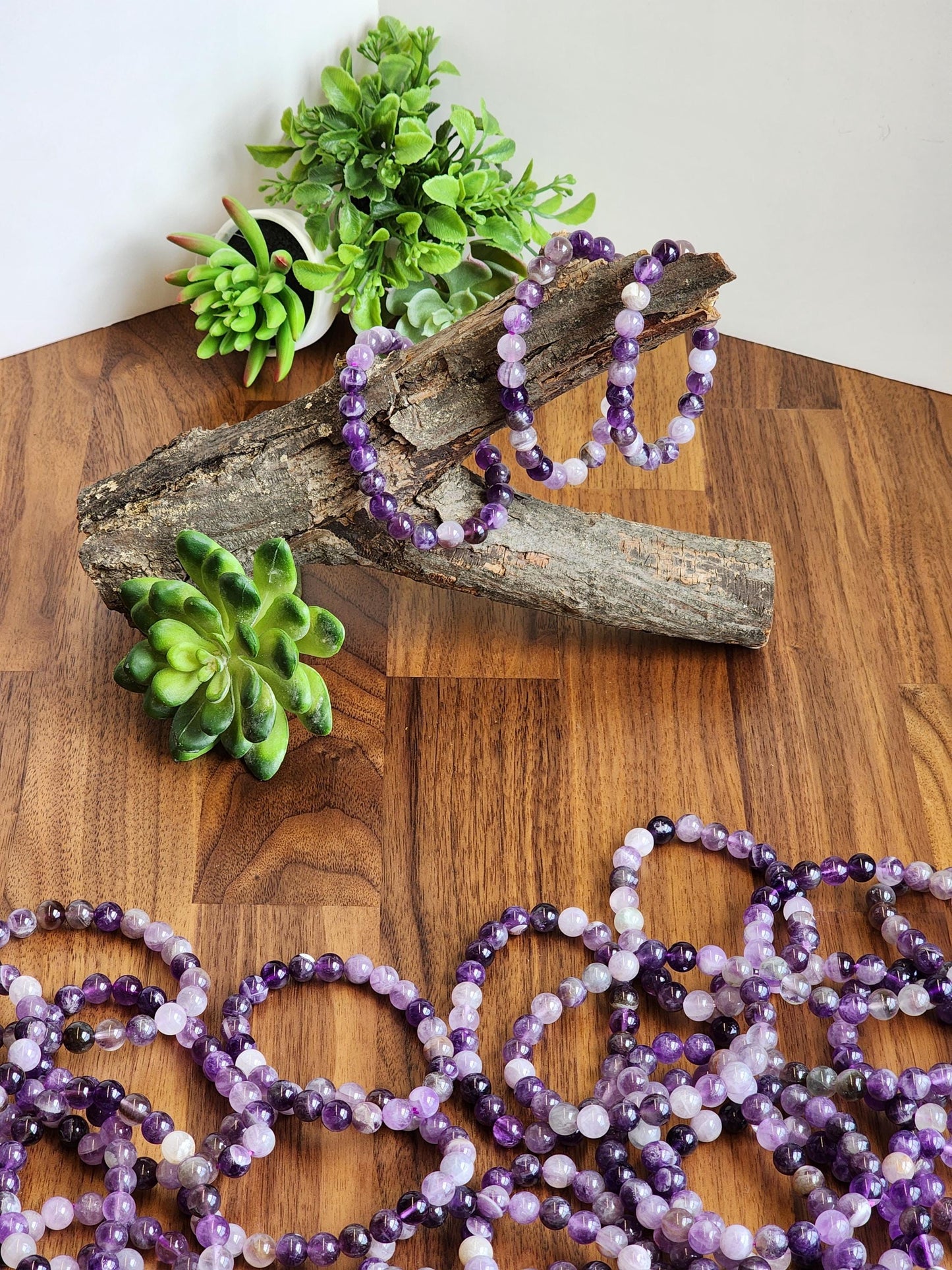 Favorite Amethyst Bracelet: 8.5MM Natural Purple Crystal Beads | Most popular crystal jewelry collection for PopRocksDecor | Lavendar Lilac