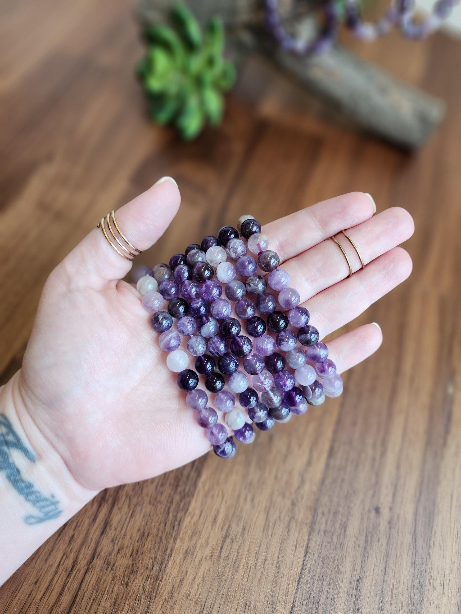 Favorite Amethyst Bracelet: 8.5MM Natural Purple Crystal Beads | Most popular crystal jewelry collection for PopRocksDecor | Lavendar Lilac