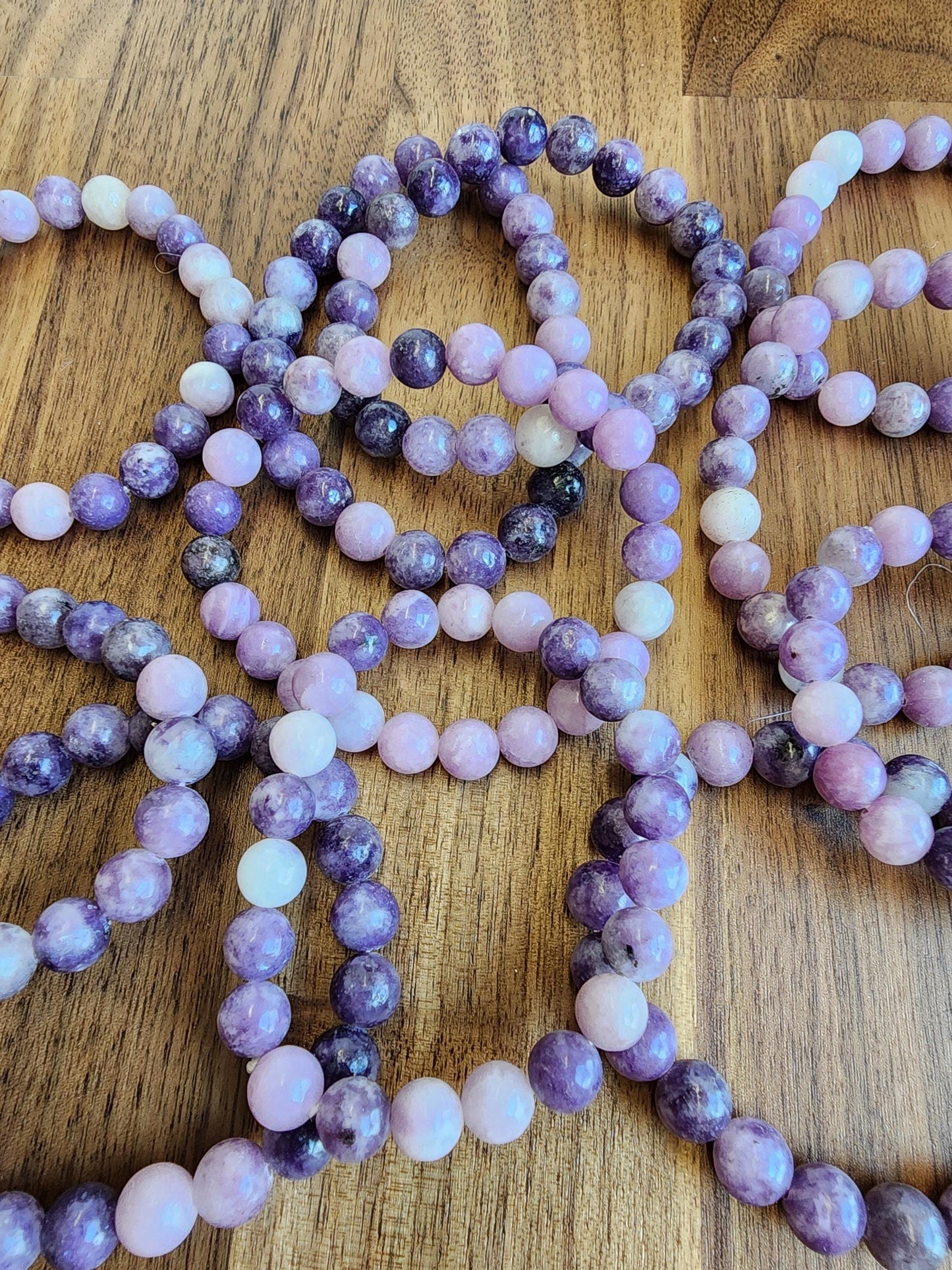 Lepidolite Bracelet: 8MM Purple Crystal Beads | Rare, lilac-purple lithium-rich mica mineral