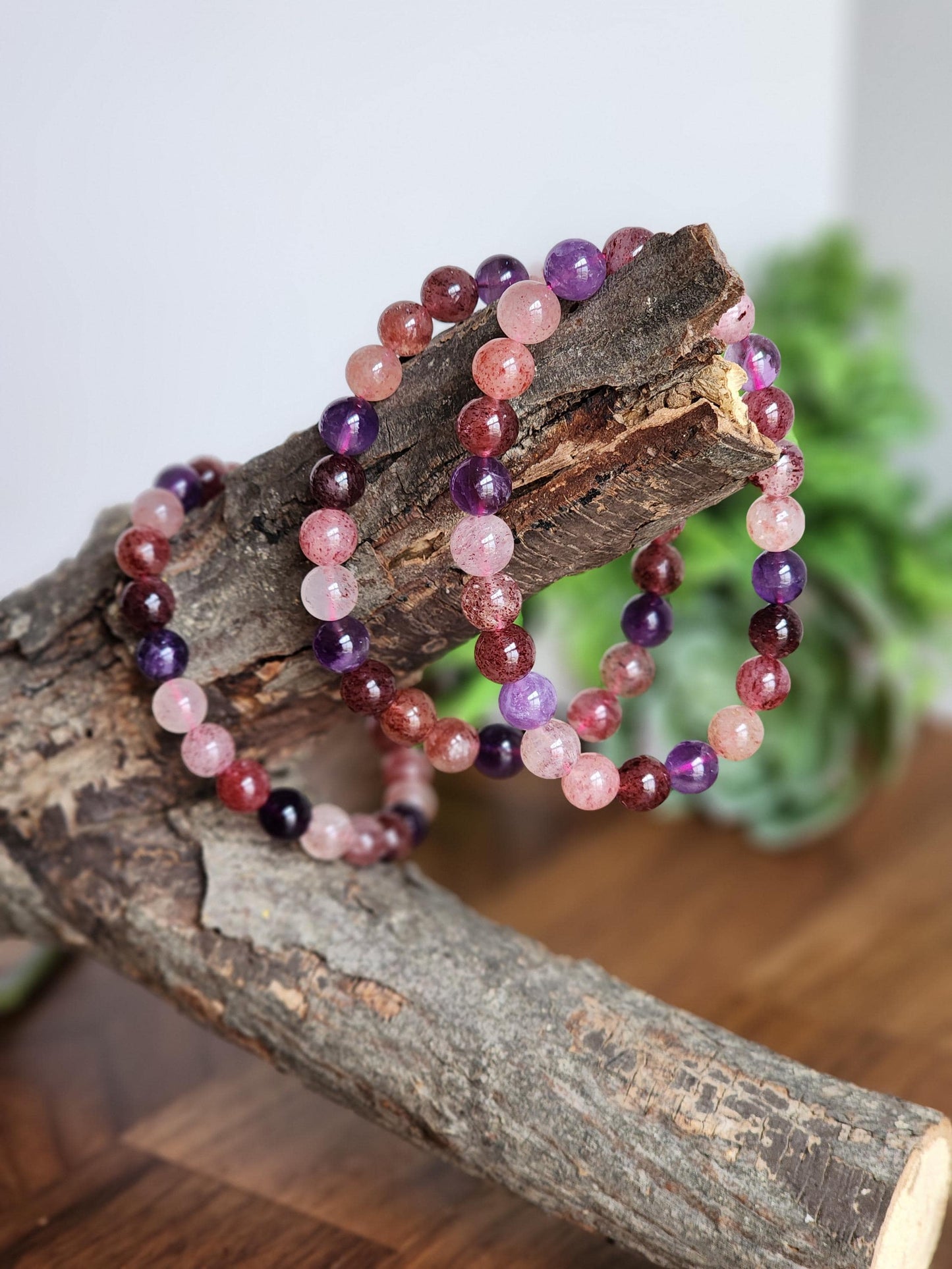 Super 7 Bracelet: 7.5 MM Sacred Seven Melody Stone Crystal Beads | Natural Rainbow Purple, Red, Pink Jewelry | Rare High Vibration Energy