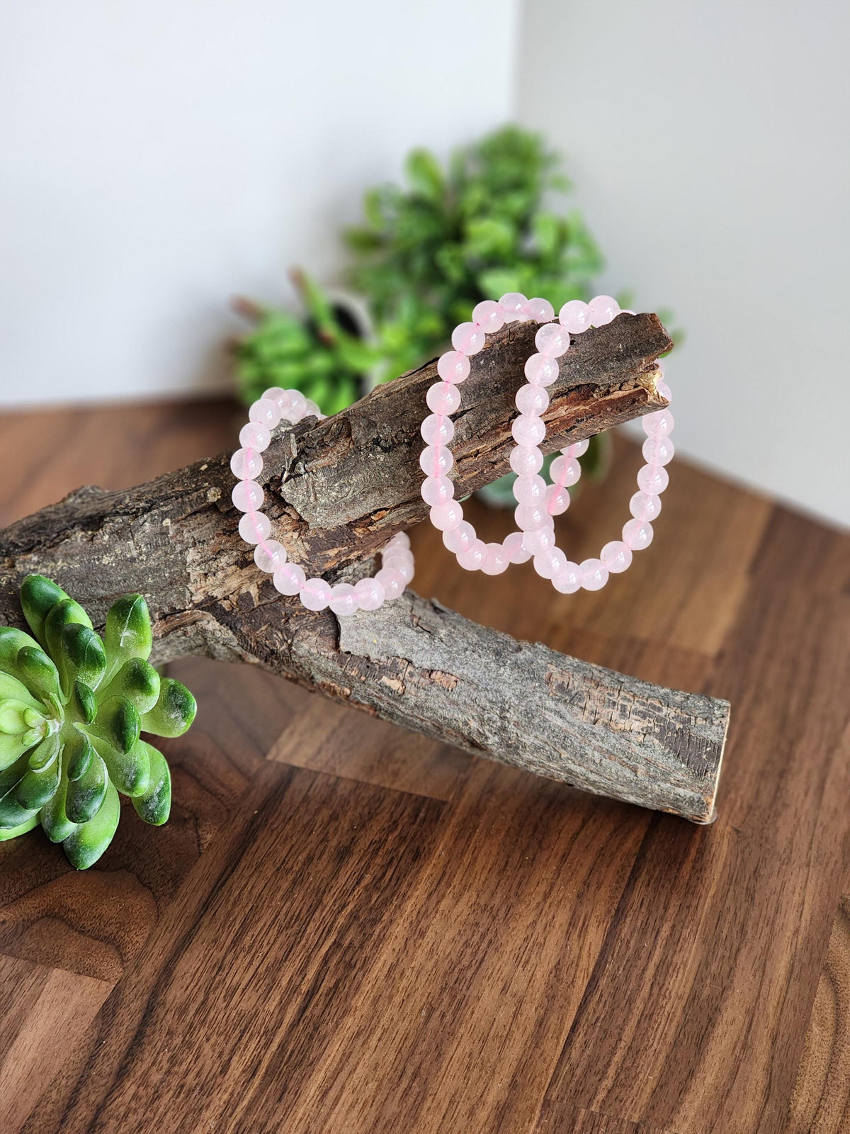 Favorite Rose Quartz Bracelet: 8MM Pink Crystal Beads, stretch Magenta Band | Perfect Valentine's Day or Anniversay Gift for Mom, Girlfriend