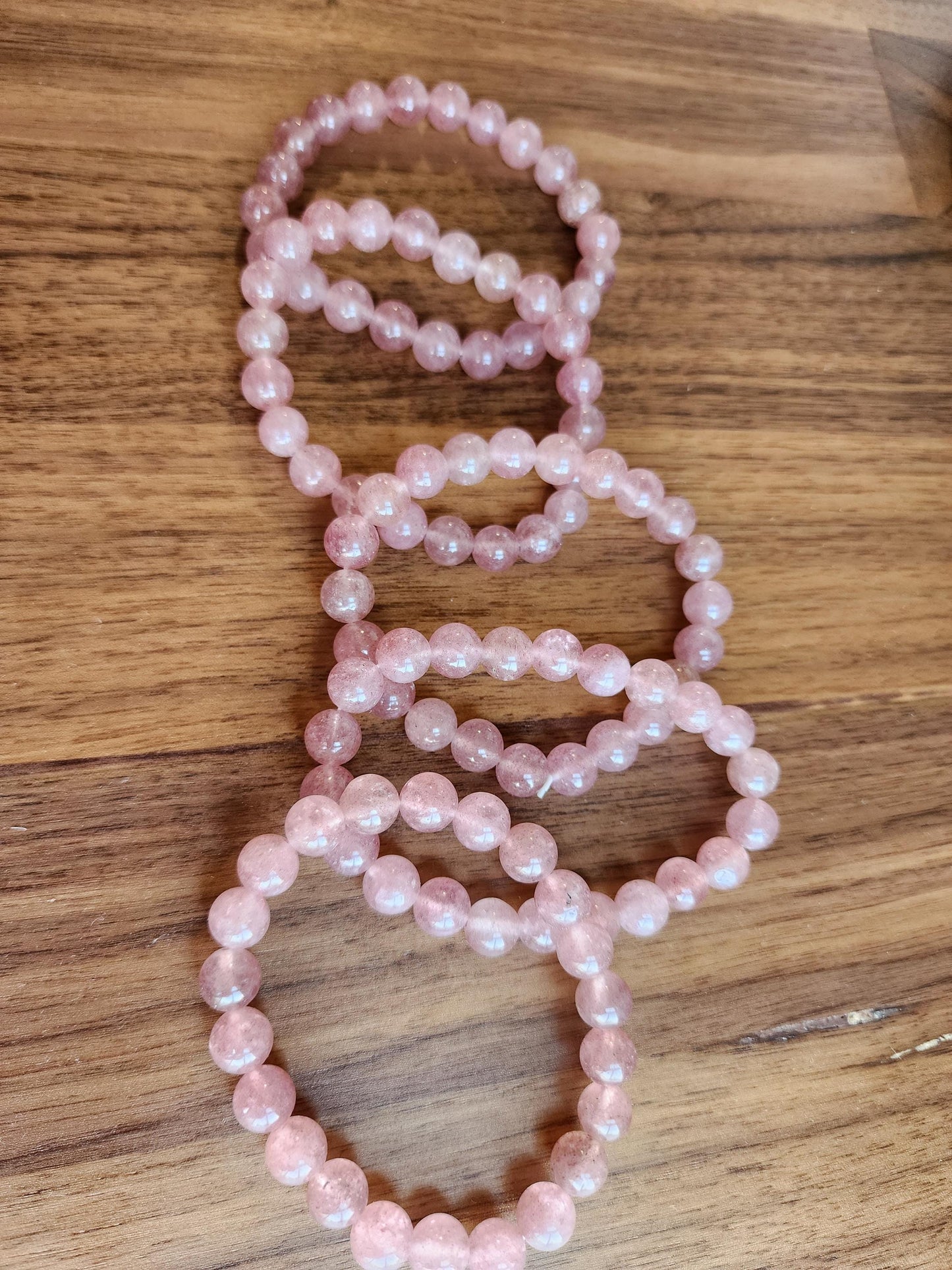 Lavendar Strawberry Quartz Bracelet: 8MM Purple-ish Pink-ish Red-ish Crystal Beads | Fun Easter Basket gift for kids | Valentine or Mom Day