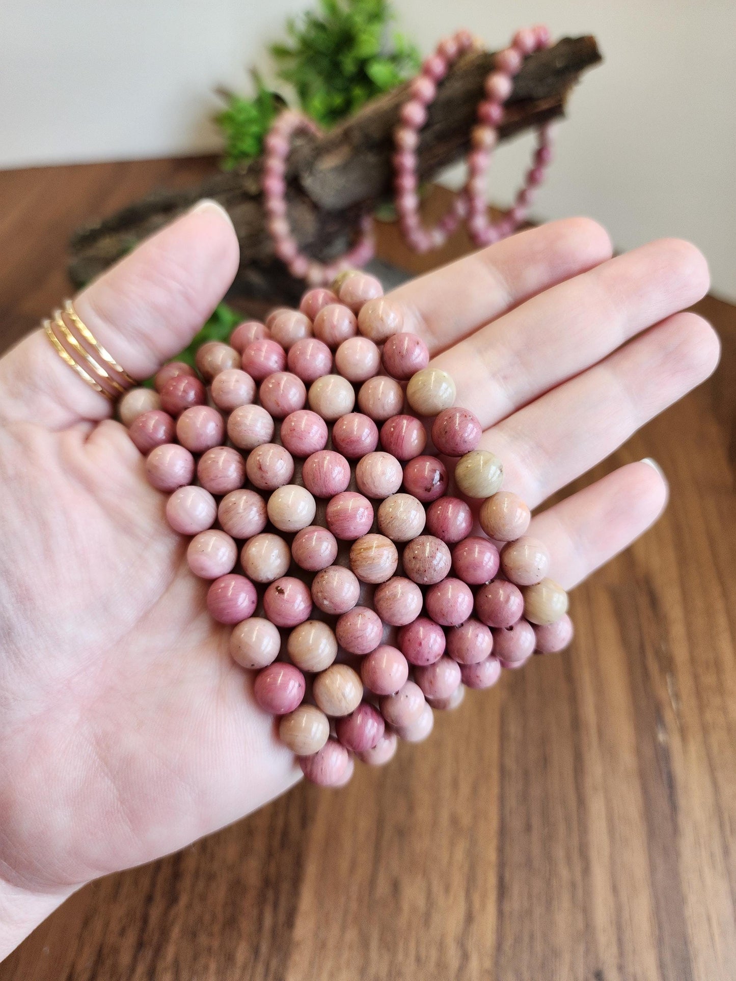 Pink Petrified Wood Bracelet: 8MM Natural Blush Crystal Beads | Girly Jewelry for Spring Pastel Lover | Little Girl Birthday Gift or New Mom