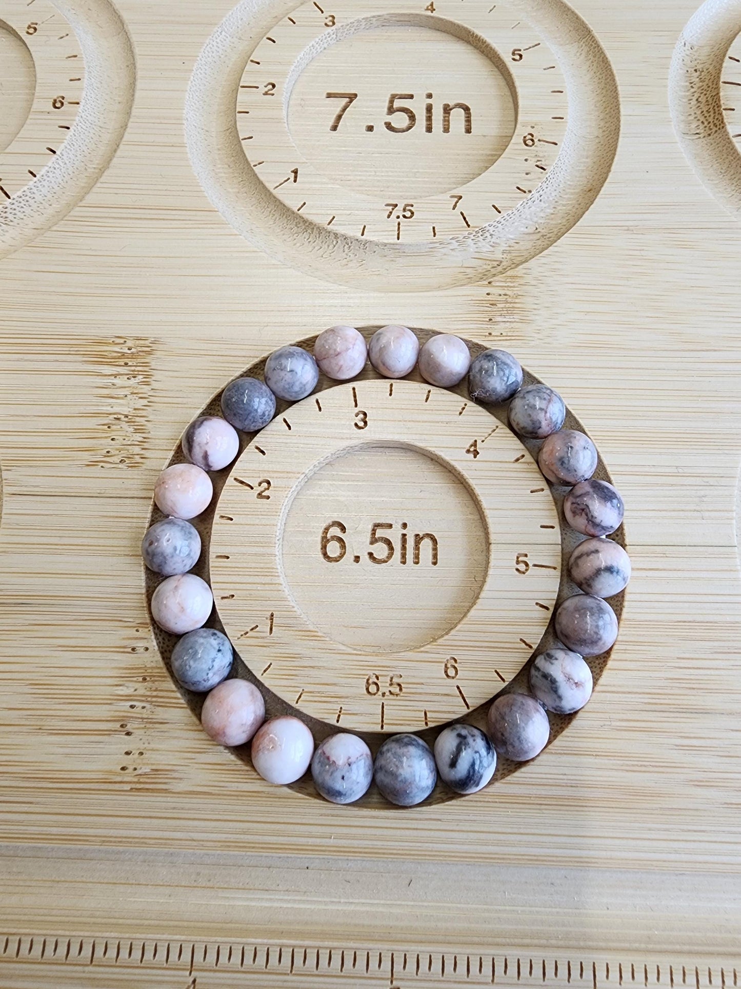 Pink Zebra Jasper: 8MM Natural Crystal Beads | Subtle Gray Pink and White Hues | Perfect gift for Teens, Easter Baskets, and Fun Summer Fits