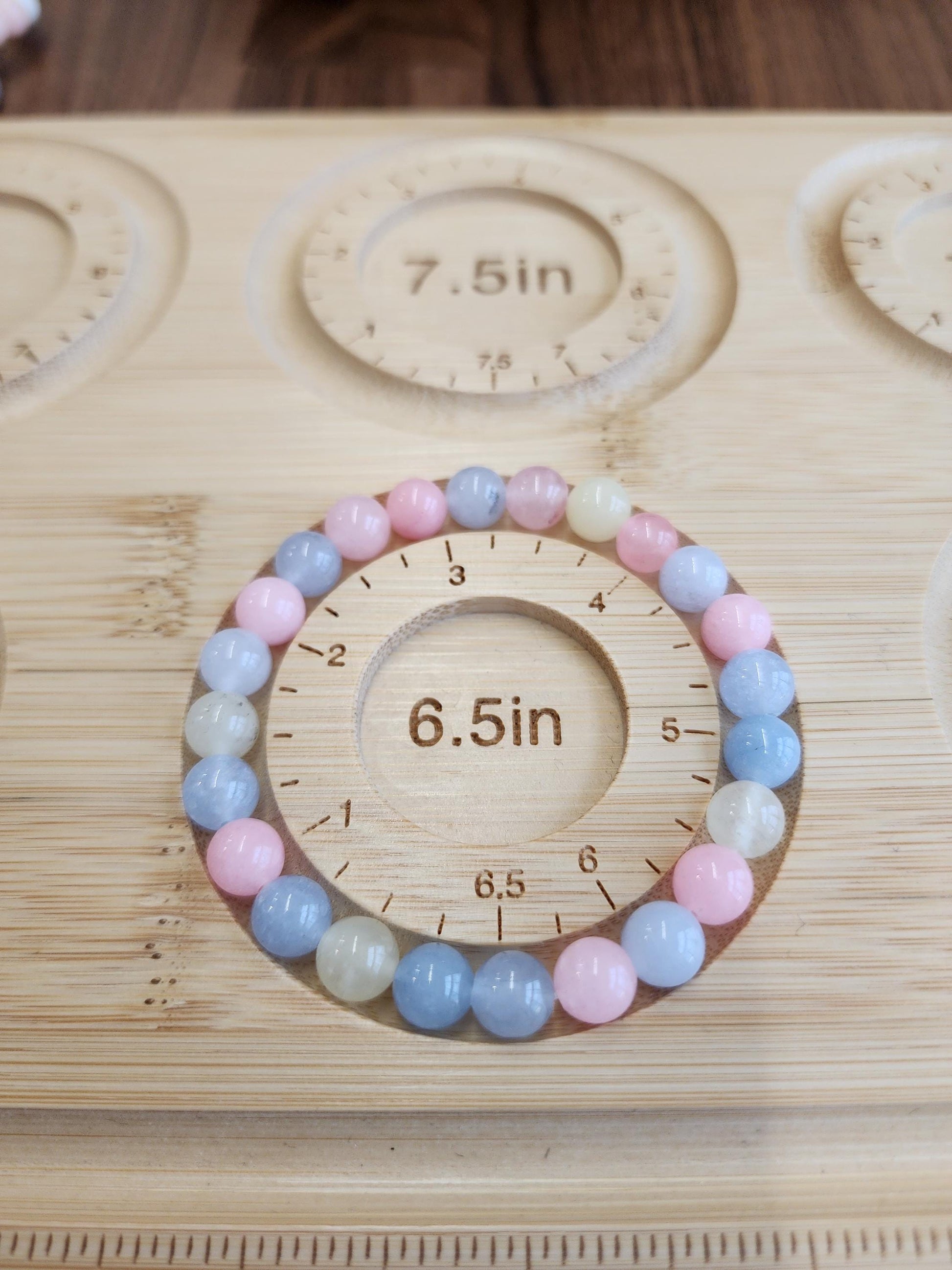 Morganite Crystal Bracelet: 8MM Natural Baby Pink, Soft Yellow, Cloudy Blue Beads | Perfect gift Easter or that Pastelcore Vibe for Spring