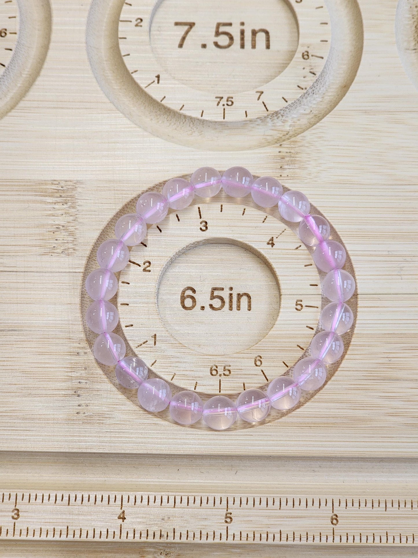 High Quality Rose Quartz Bracelet: 8MM Natural Pink Crystal Beads, Translucent, High Vibration Jewelry for Tactile Calming, Treat-yo-Self