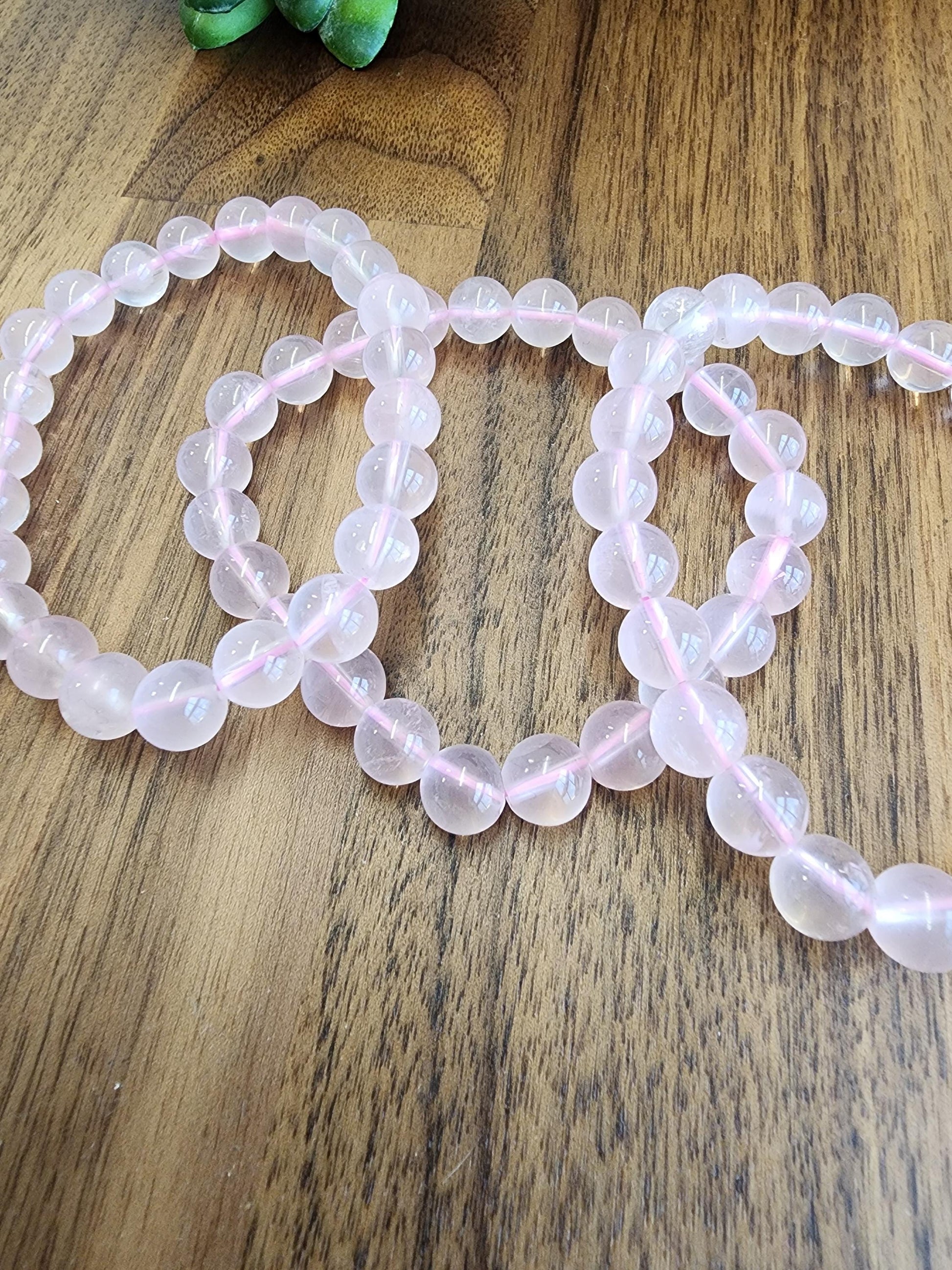 High Quality Rose Quartz Bracelet: 8MM Natural Pink Crystal Beads, Translucent, High Vibration Jewelry for Tactile Calming, Treat-yo-Self