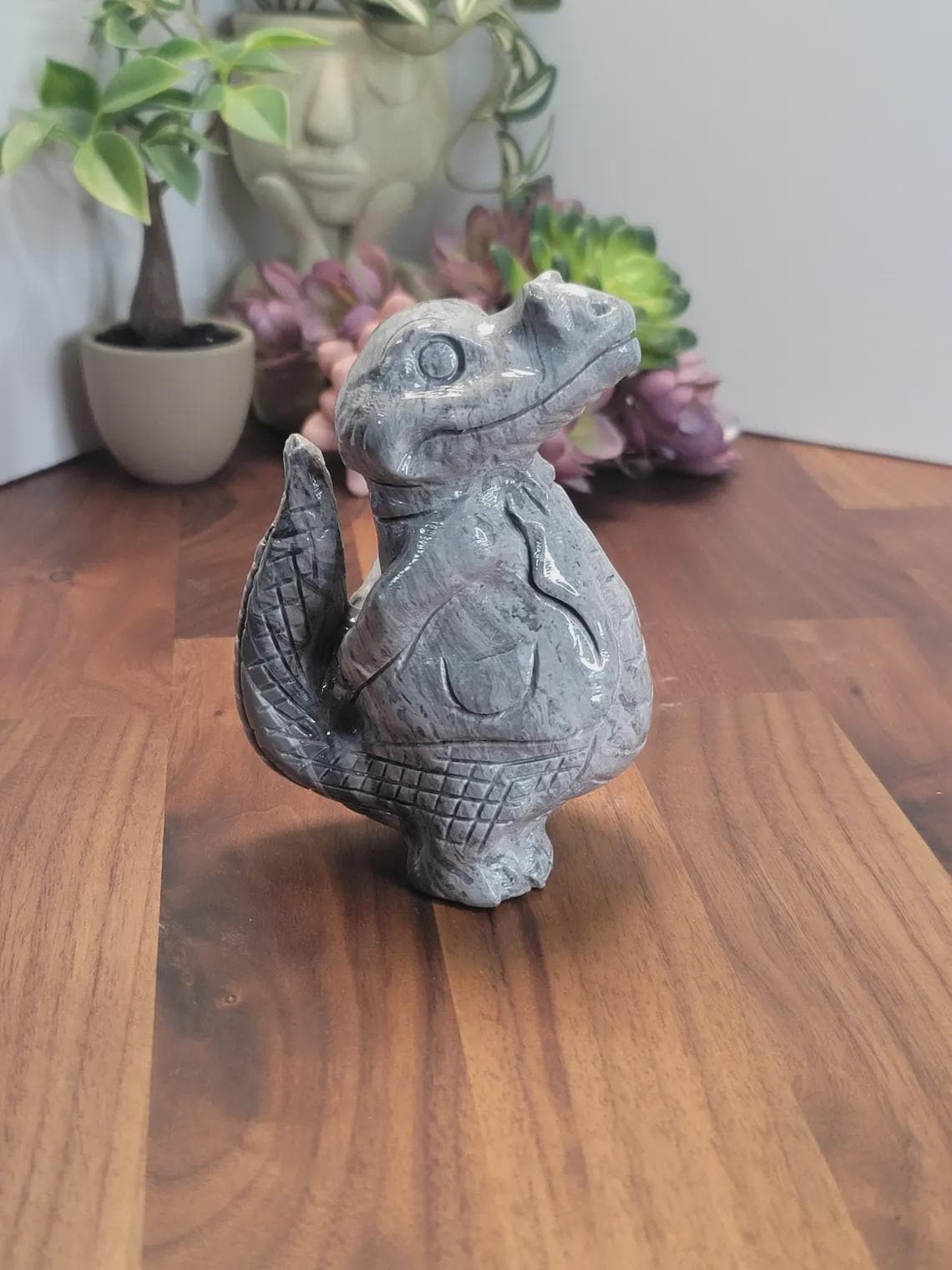 Awesome Alligator Green Jade Crystal Carving | A | 4.9 Inches | Green Yellow and White | One of a Kind