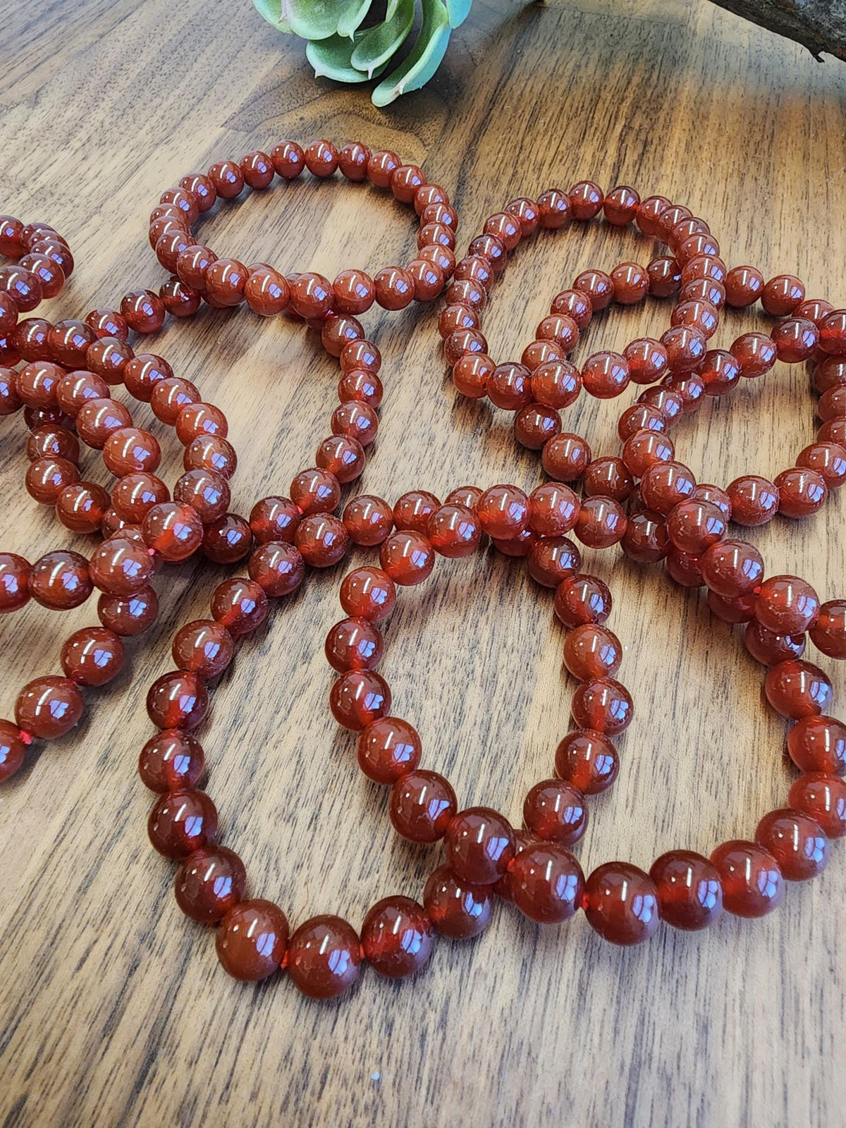 Red Ribbon Agate Bracelet | 8MM Crystal Beads | Red Dream Agate | Red, Black & Coffee Colored Jewelry | Fun Christmas or Yule Gift Idea
