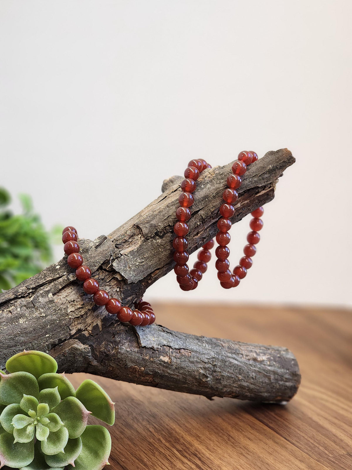 Red Ribbon Agate Bracelet | 8MM Crystal Beads | Red Dream Agate | Red, Black & Coffee Colored Jewelry | Fun Christmas or Yule Gift Idea