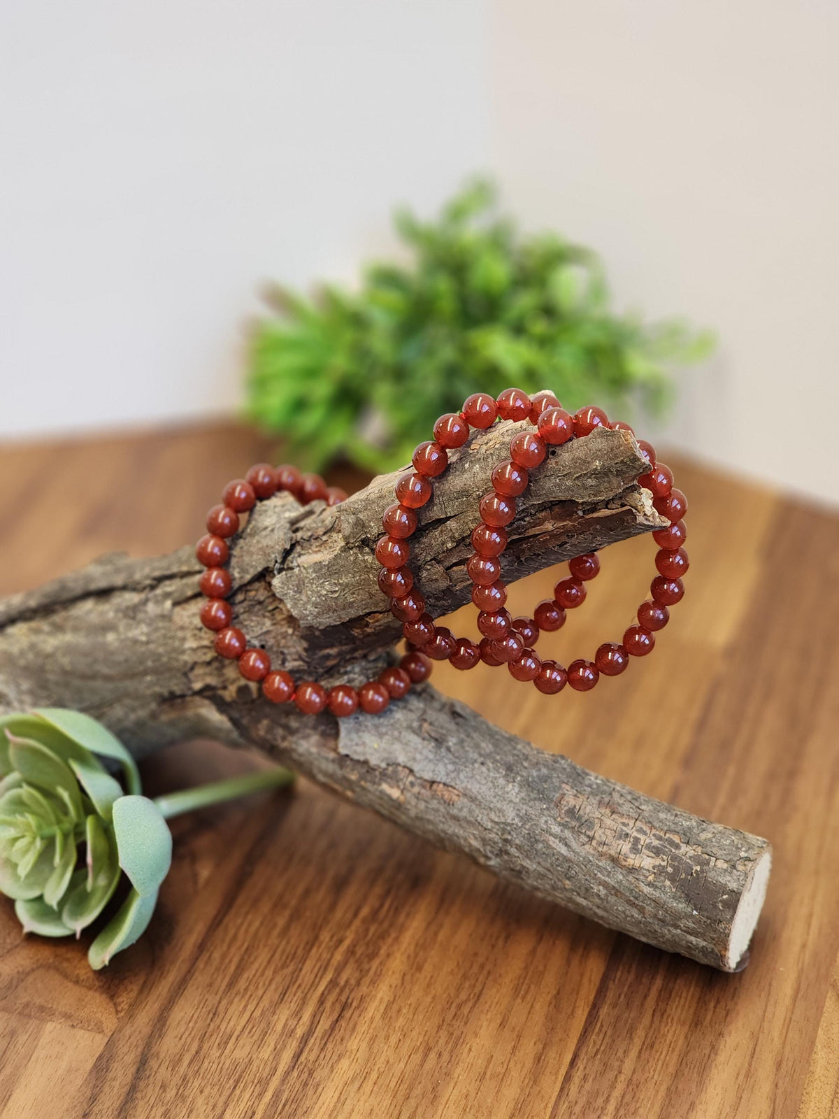 Red Ribbon Agate Bracelet | 8MM Crystal Beads | Red Dream Agate | Red, Black & Coffee Colored Jewelry | Fun Christmas or Yule Gift Idea