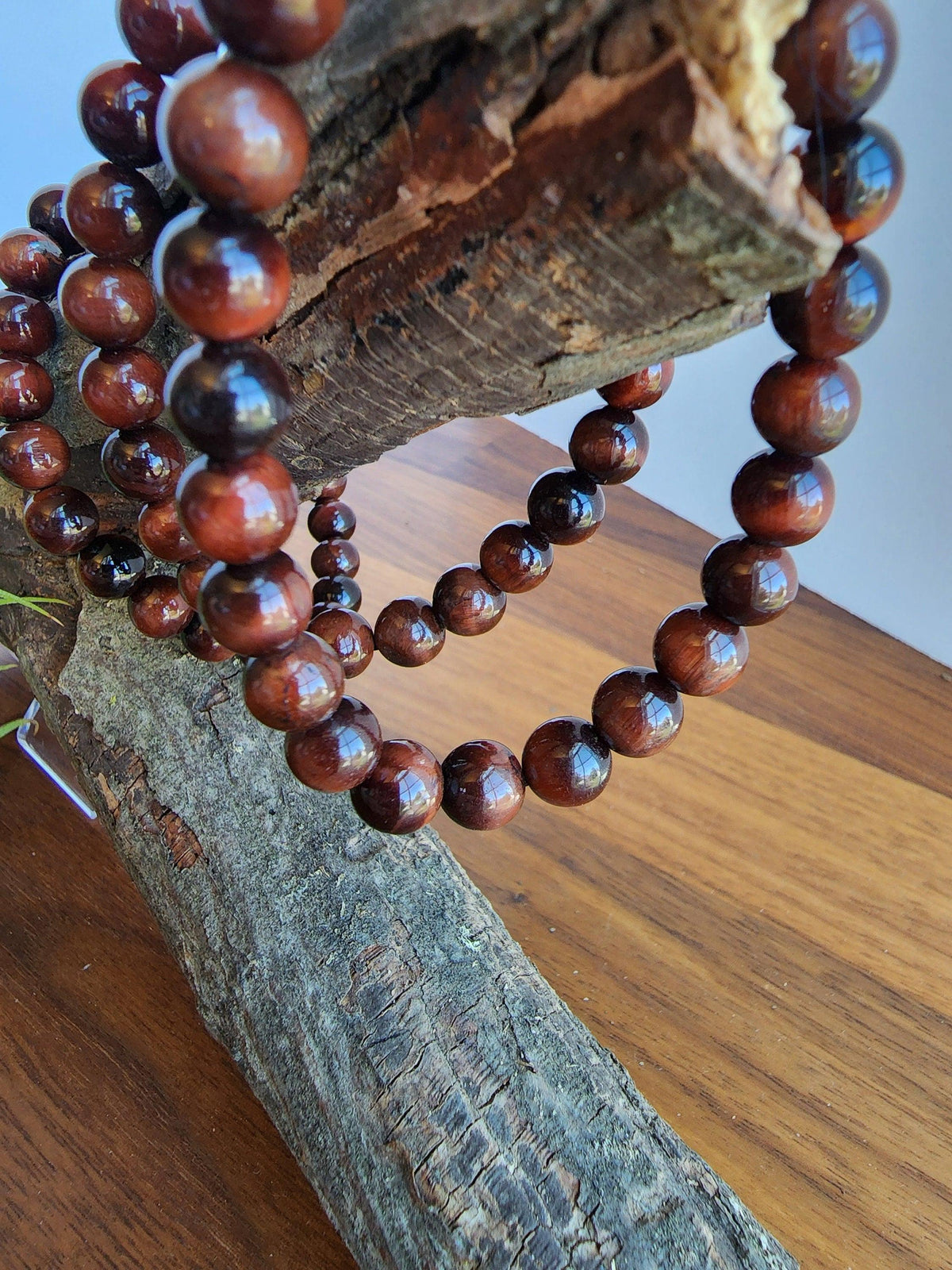 Red Tiger's Eye Bracelets, chatoyancy and flash