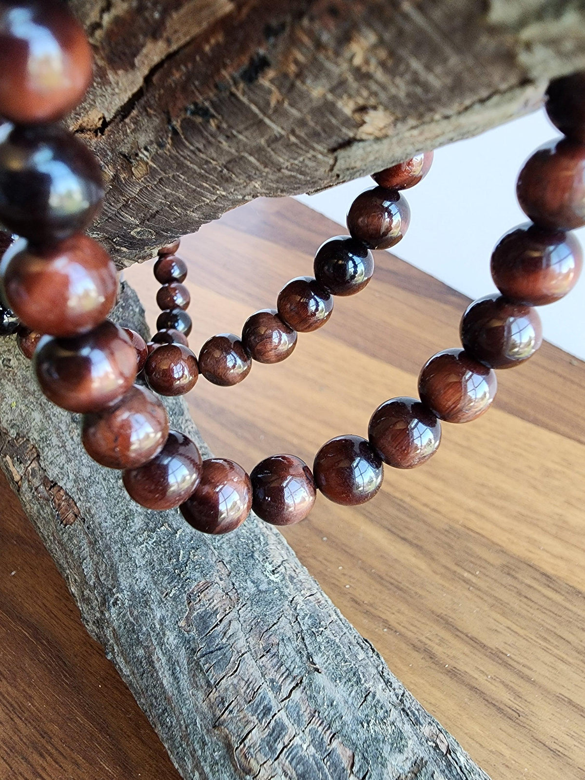 Red Tiger's Eye Bracelet: 8MM Crystal, Subtle Flash