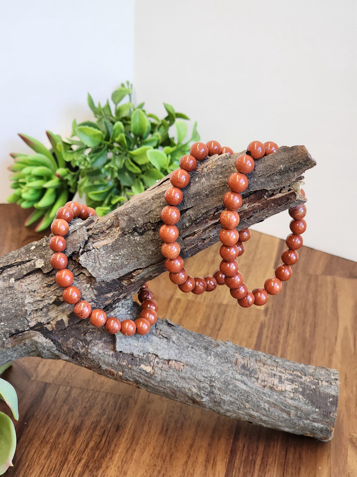 Inv - Red Jasper Crystal Bracelet: 8MM Natural Beads known for Grounding, Strength, Stamina and Stability | Good Christmas or Valentine Gift