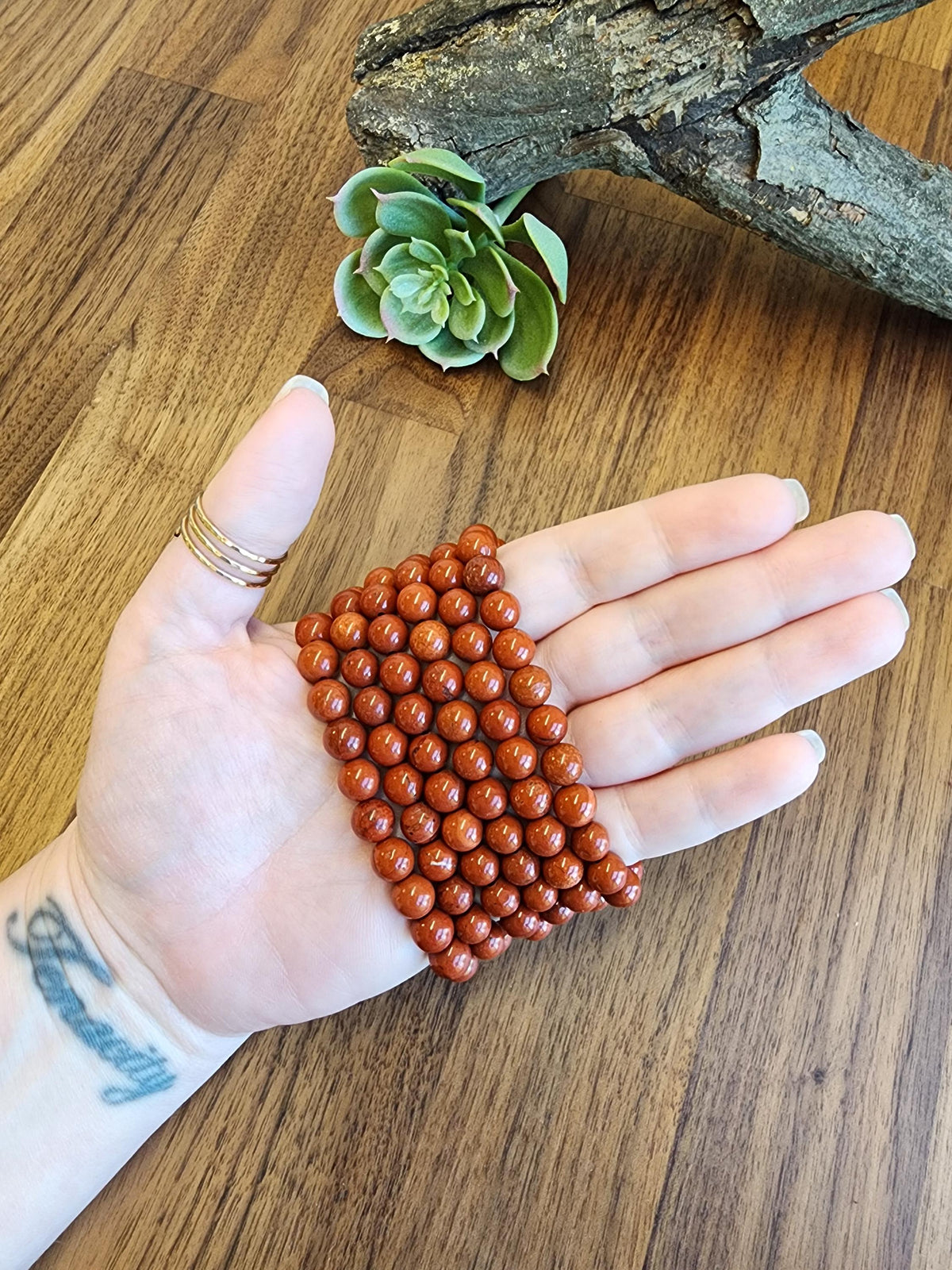 Inv - Red Jasper Crystal Bracelet: 8MM Natural Beads known for Grounding, Strength, Stamina and Stability | Good Christmas or Valentine Gift