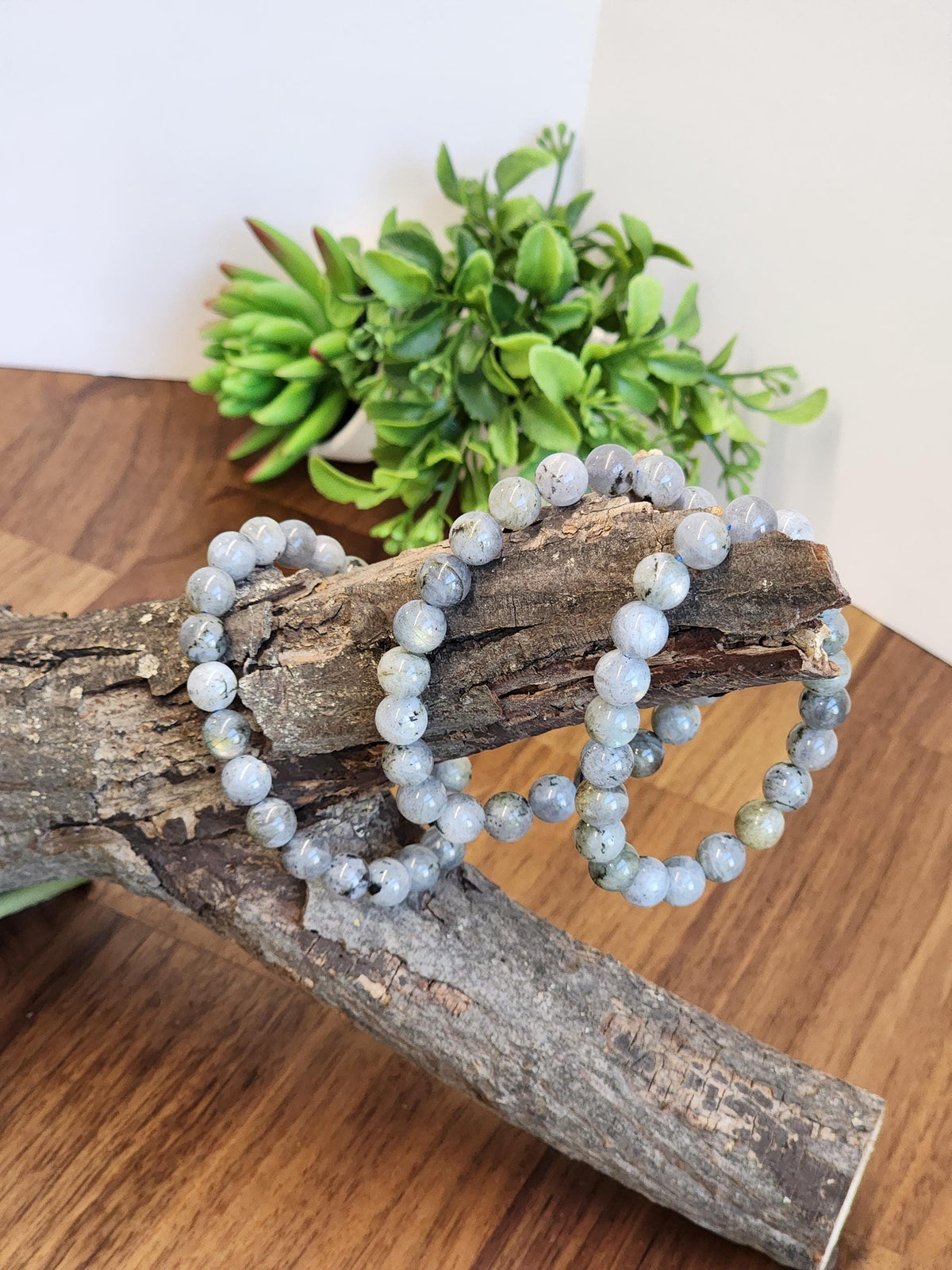 Inv - Labradorite Bracelet: 8MM Crystal Jewelry | Natural Gray Northern Lights Stone with some Flash | Great for Beginner Crystal Lovers
