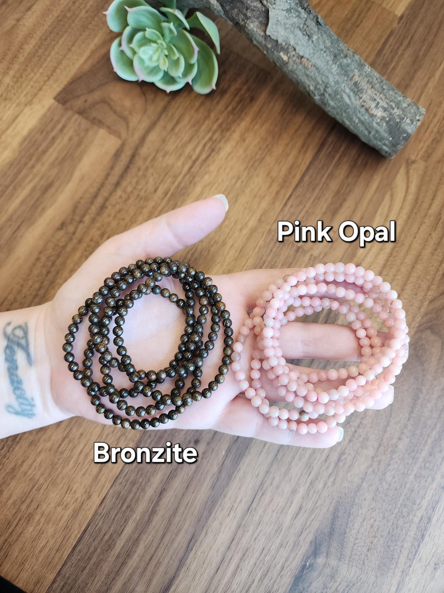 Dainty Crystal Bracelets: Genuine 4mm Natural Gemstone Beads with Stretch for Minimalist Jewelry Stacking, Layering, Matching, and Pairing
