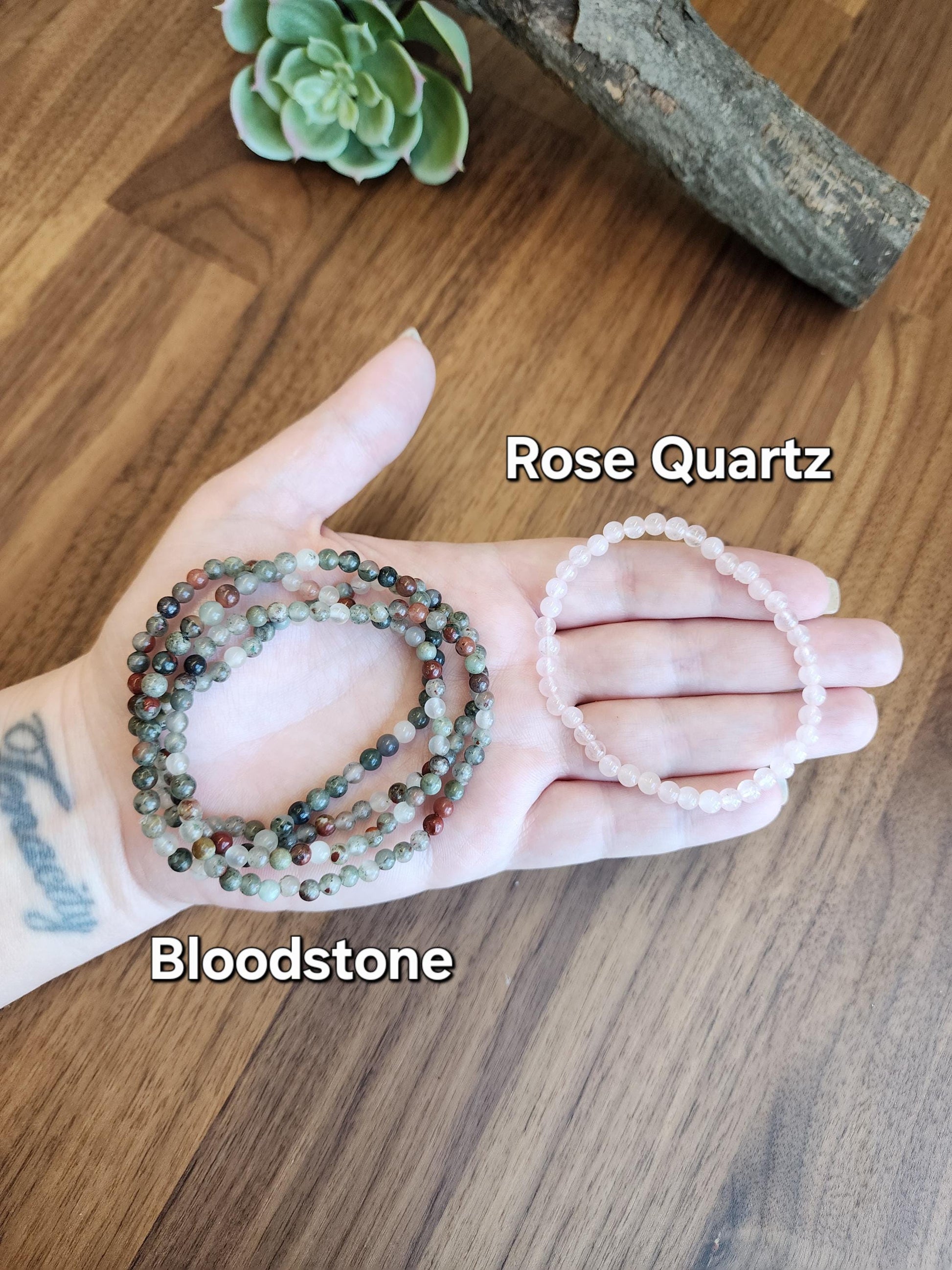 Dainty Crystal Bracelets: Genuine 4mm Natural Gemstone Beads with Stretch for Minimalist Jewelry Stacking, Layering, Matching, and Pairing