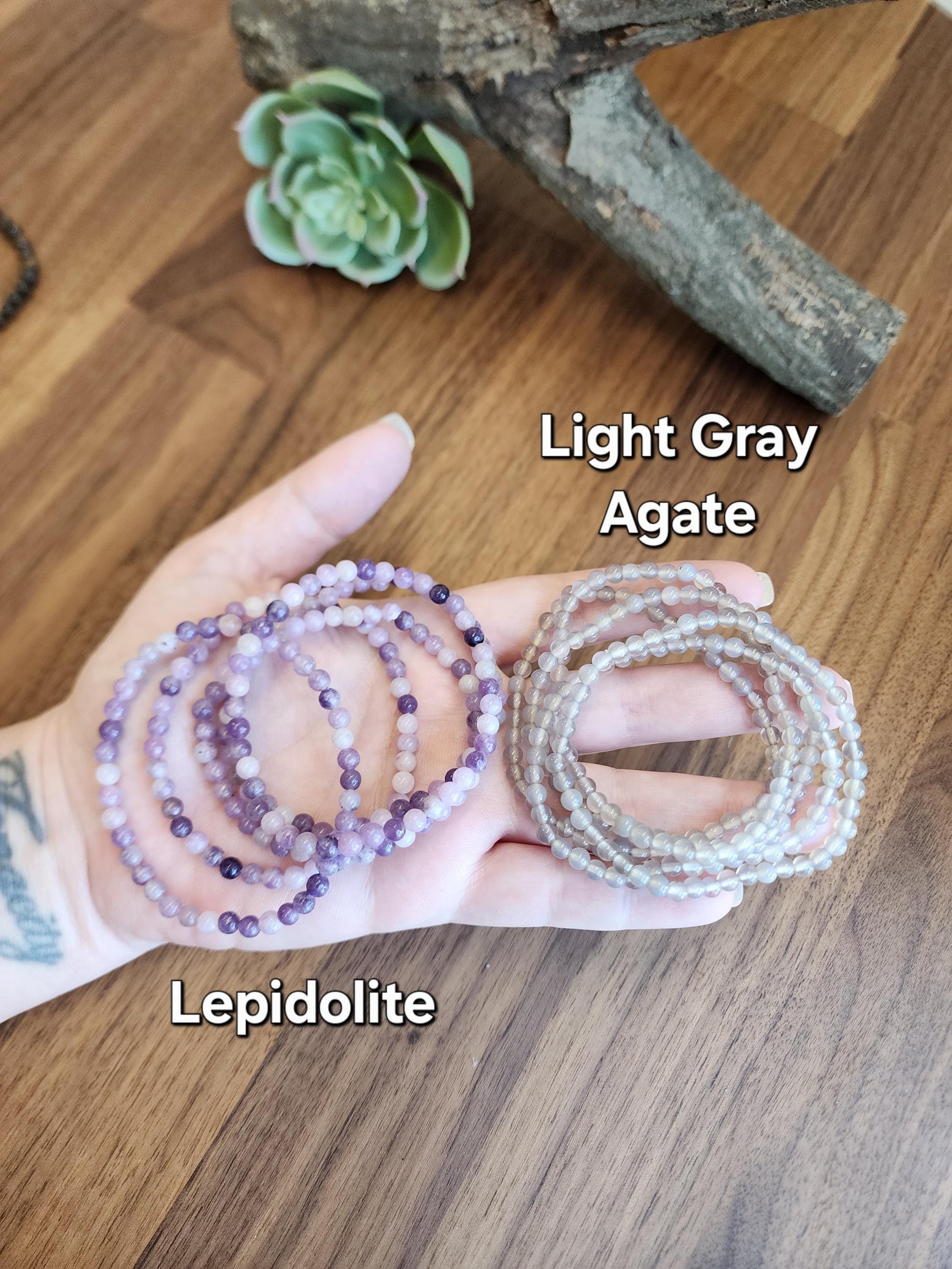 Dainty Crystal Bracelets: Genuine 4mm Natural Gemstone Beads with Stretch for Minimalist Jewelry Stacking, Layering, Matching, and Pairing