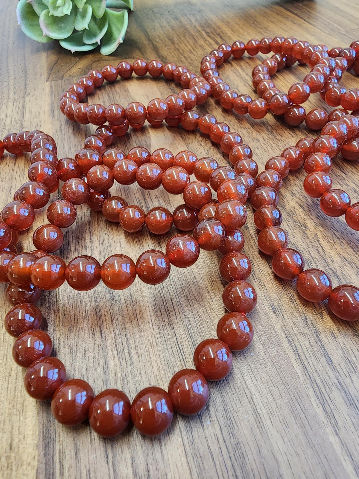 Red Ribbon Agate Bracelet | 8MM Crystal Beads | Red Dream Agate | Red, Black & Coffee Colored Jewelry | Fun Christmas or Yule Gift Idea