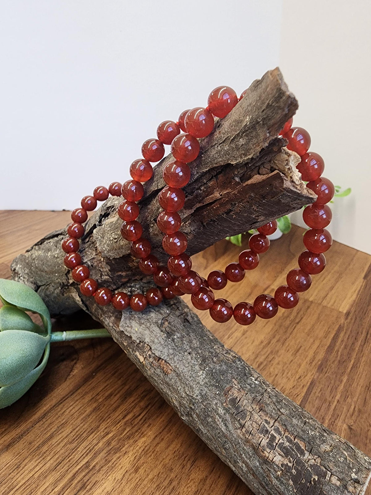 Red Ribbon Agate Bracelet | 8MM Crystal Beads | Red Dream Agate | Red, Black & Coffee Colored Jewelry | Fun Christmas or Yule Gift Idea