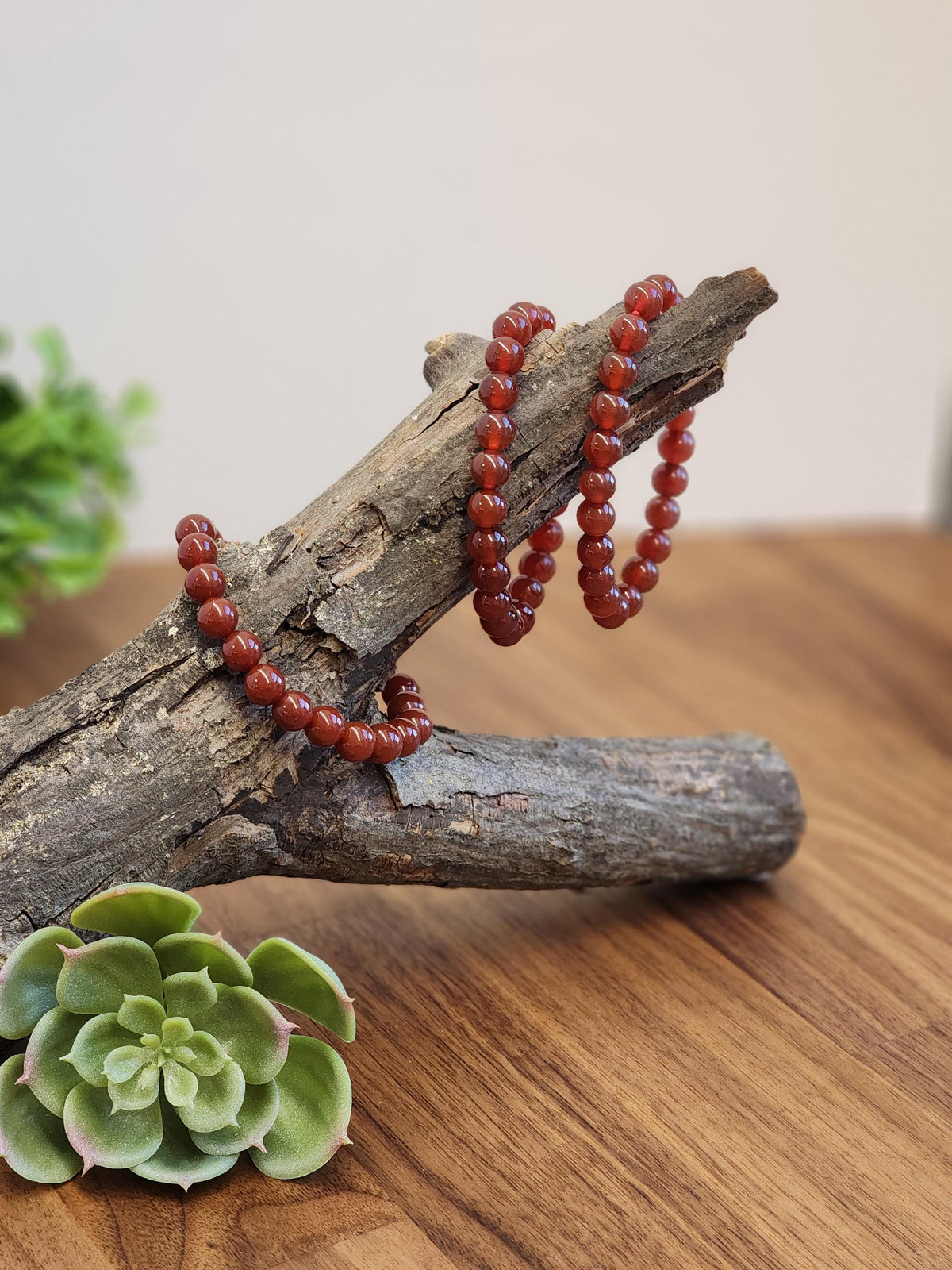 Red Ribbon Agate Bracelet | 8MM Crystal Beads | Red Dream Agate | Red, Black & Coffee Colored Jewelry | Fun Christmas or Yule Gift Idea