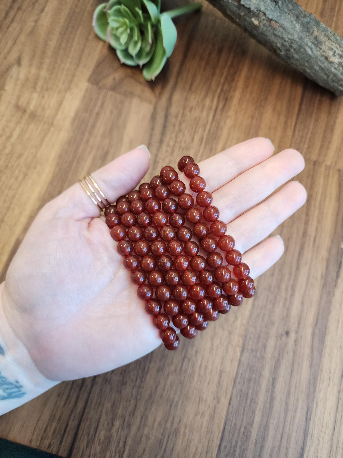 Red Ribbon Agate Bracelet | 8MM Crystal Beads | Red Dream Agate | Red, Black & Coffee Colored Jewelry | Fun Christmas or Yule Gift Idea