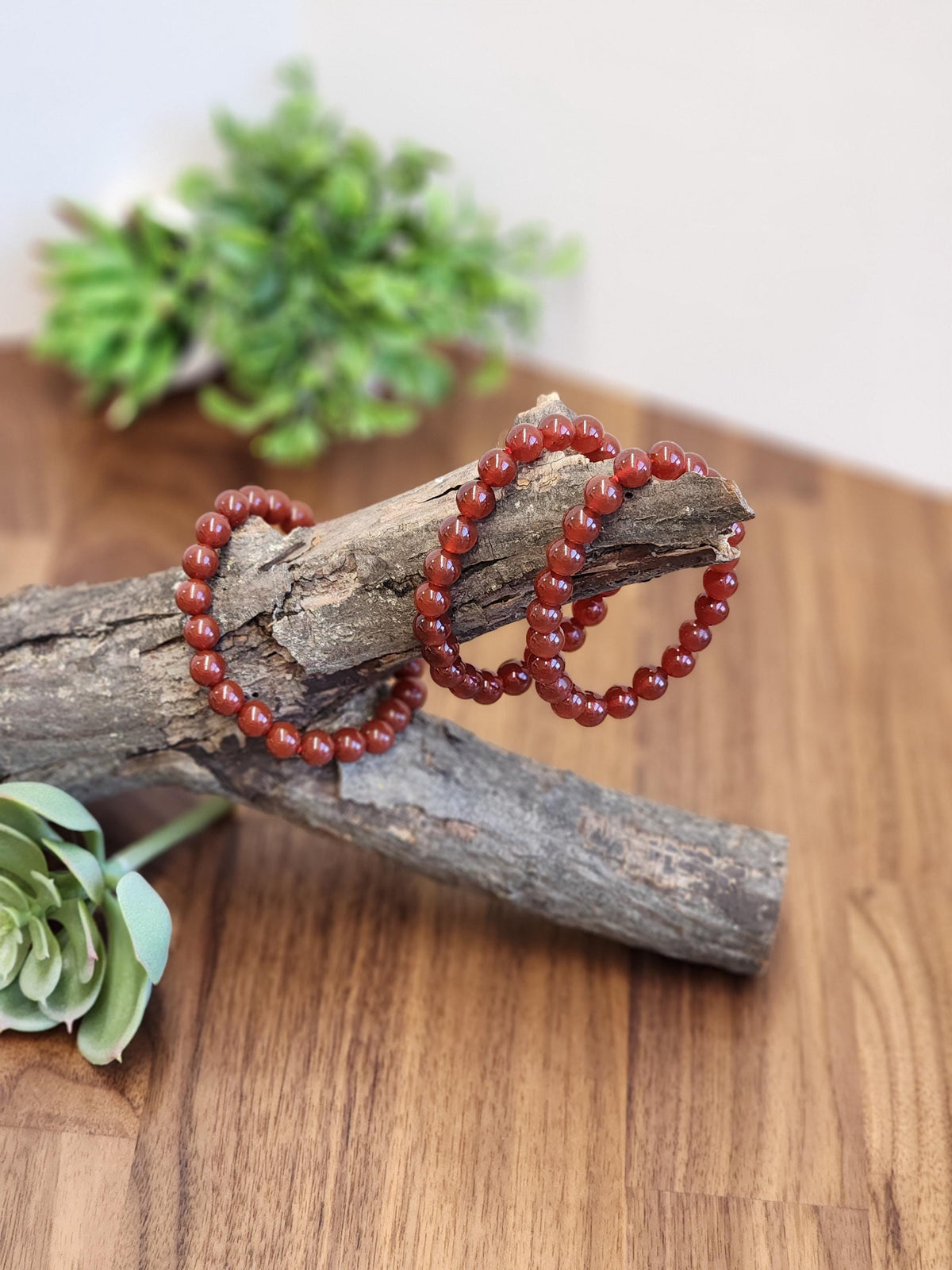 Red Ribbon Agate Bracelet | 8MM Crystal Beads | Red Dream Agate | Red, Black & Coffee Colored Jewelry | Fun Christmas or Yule Gift Idea