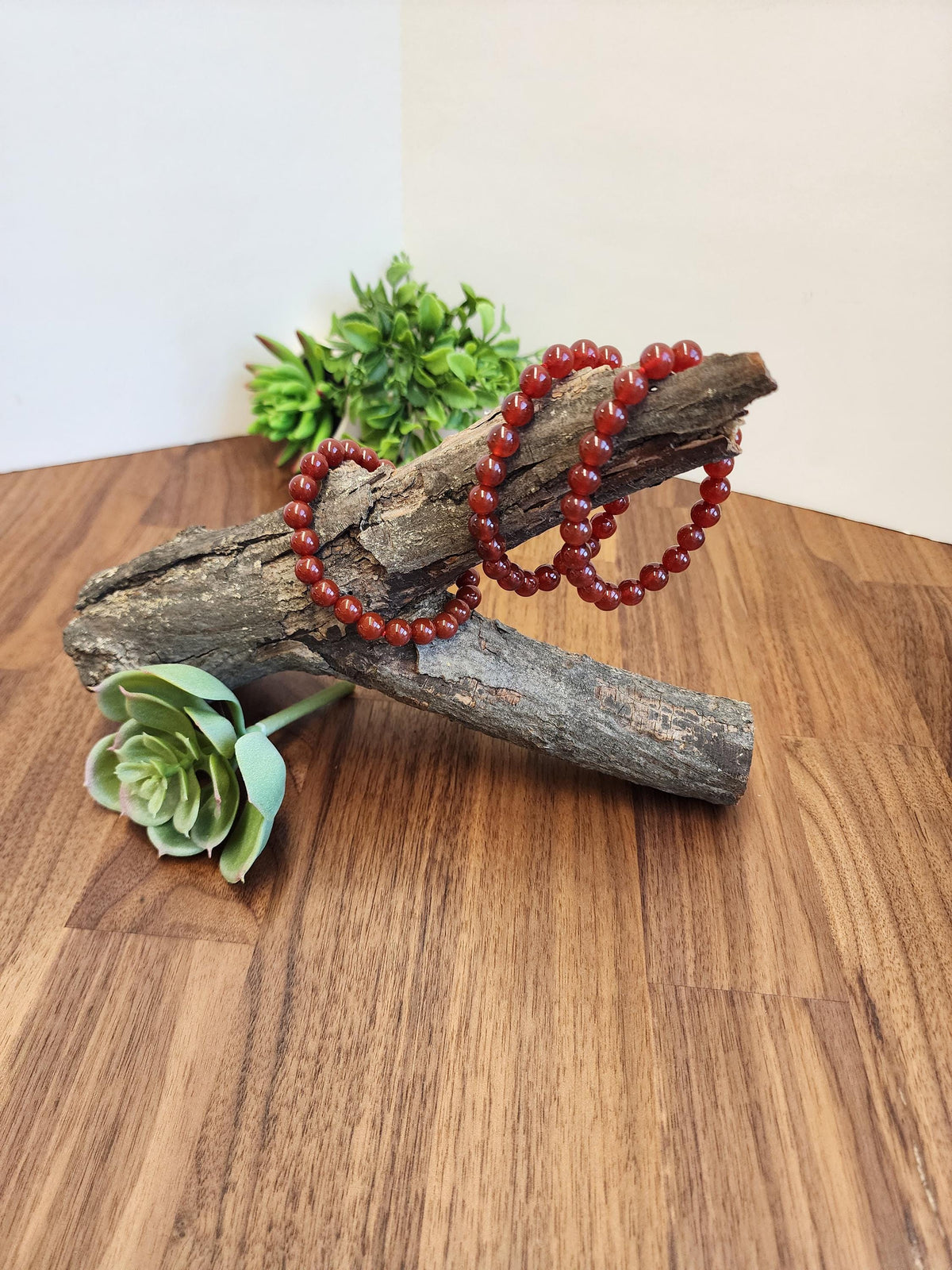 Red Ribbon Agate Bracelet | 8MM Crystal Beads | Red Dream Agate | Red, Black & Coffee Colored Jewelry | Fun Christmas or Yule Gift Idea