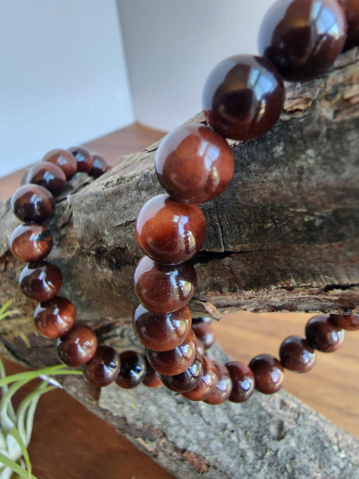 Red Tiger's Eye Bracelet: 8MM Crystal, Subtle Flash