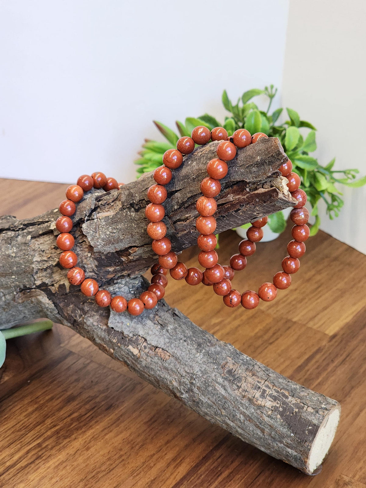 Inv - Red Jasper Crystal Bracelet: 8MM Natural Beads known for Grounding, Strength, Stamina and Stability | Good Christmas or Valentine Gift