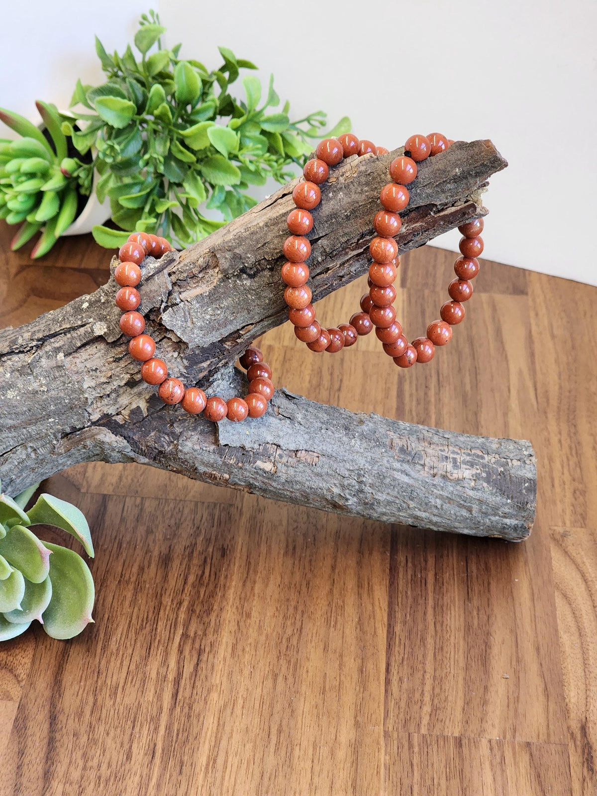 Inv - Red Jasper Crystal Bracelet: 8MM Natural Beads known for Grounding, Strength, Stamina and Stability | Good Christmas or Valentine Gift