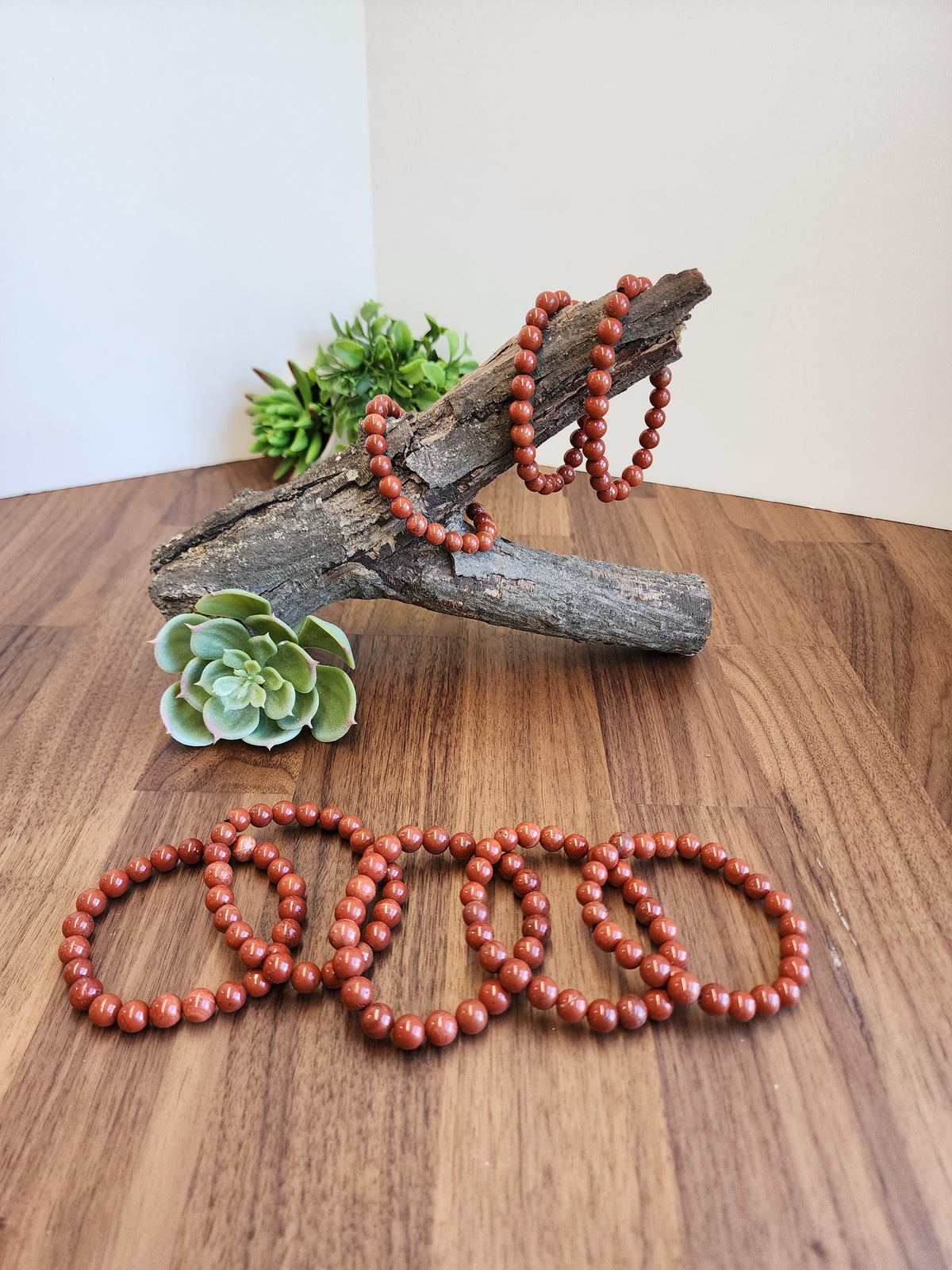 Inv - Red Jasper Crystal Bracelet: 8MM Natural Beads known for Grounding, Strength, Stamina and Stability | Good Christmas or Valentine Gift