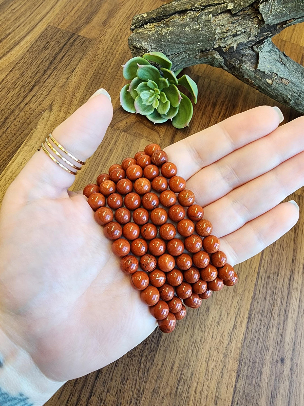 Inv - Red Jasper Crystal Bracelet: 8MM Natural Beads known for Grounding, Strength, Stamina and Stability | Good Christmas or Valentine Gift