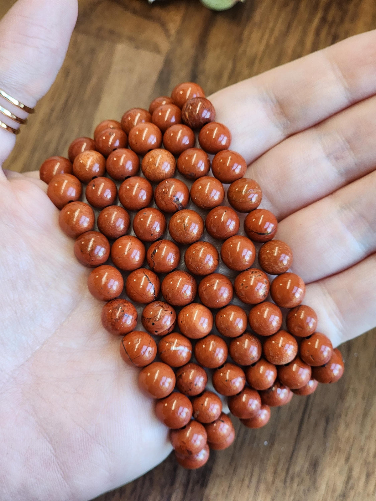 Inv - Red Jasper Crystal Bracelet: 8MM Natural Beads known for Grounding, Strength, Stamina and Stability | Good Christmas or Valentine Gift