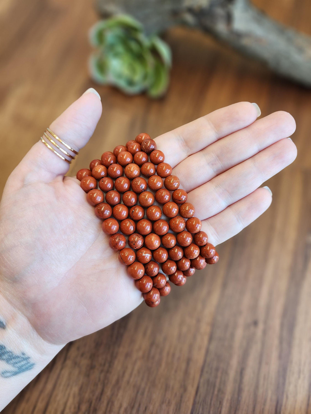 Inv - Red Jasper Crystal Bracelet: 8MM Natural Beads known for Grounding, Strength, Stamina and Stability | Good Christmas or Valentine Gift