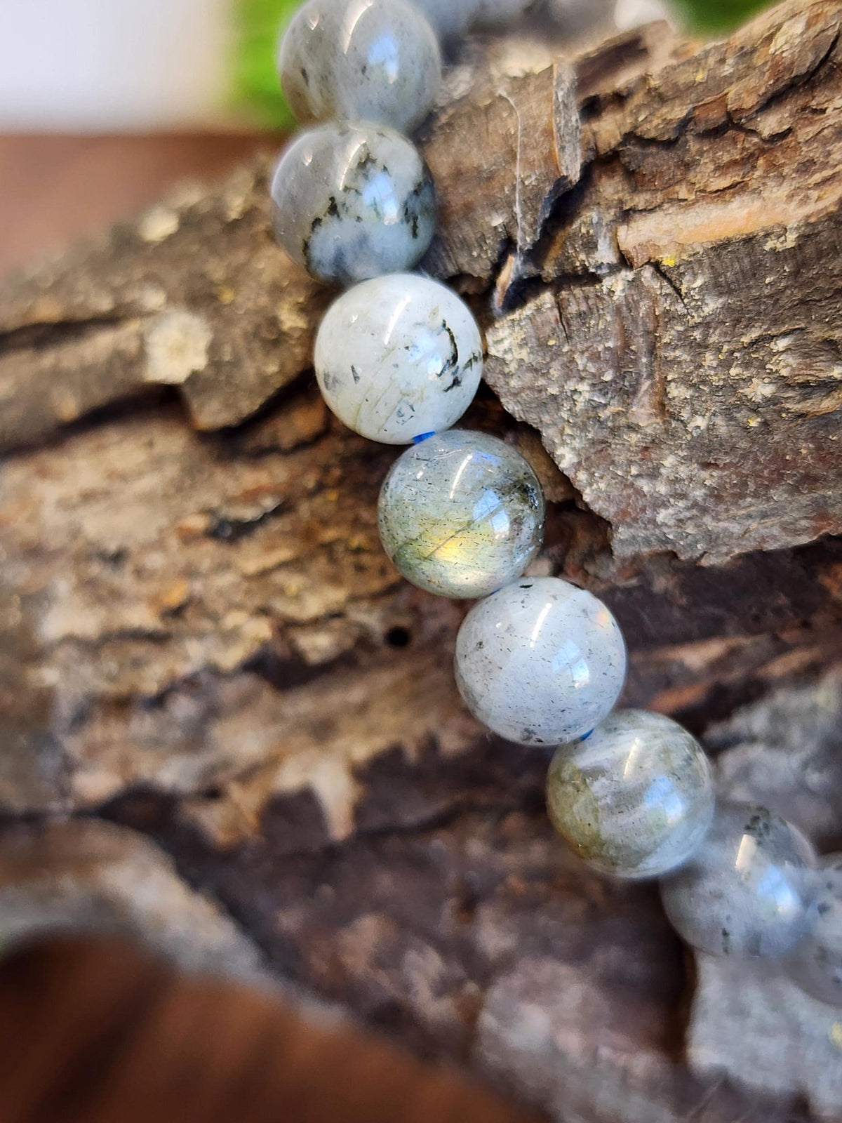Inv - Labradorite Bracelet: 8MM Crystal Jewelry | Natural Gray Northern Lights Stone with some Flash | Great for Beginner Crystal Lovers