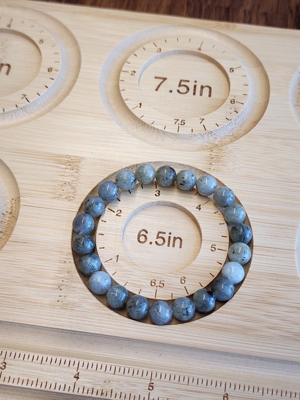 Inv - Labradorite Bracelet: 8MM Crystal Jewelry | Natural Gray Northern Lights Stone with some Flash | Great for Beginner Crystal Lovers