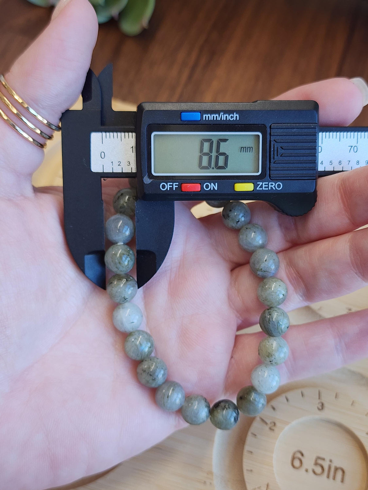 Inv - Labradorite Bracelet: 8MM Crystal Jewelry | Natural Gray Northern Lights Stone with some Flash | Great for Beginner Crystal Lovers