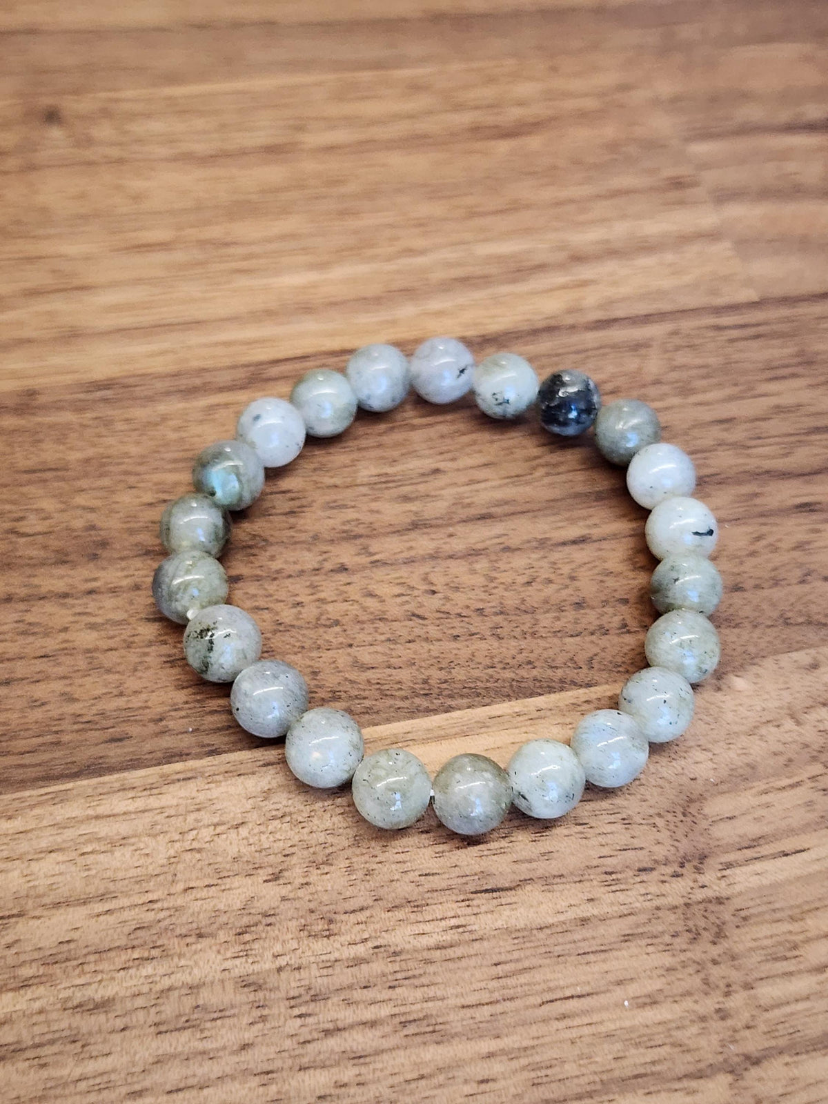 Inv - Labradorite Bracelet: 8MM Crystal Jewelry | Natural Gray Northern Lights Stone with some Flash | Great for Beginner Crystal Lovers