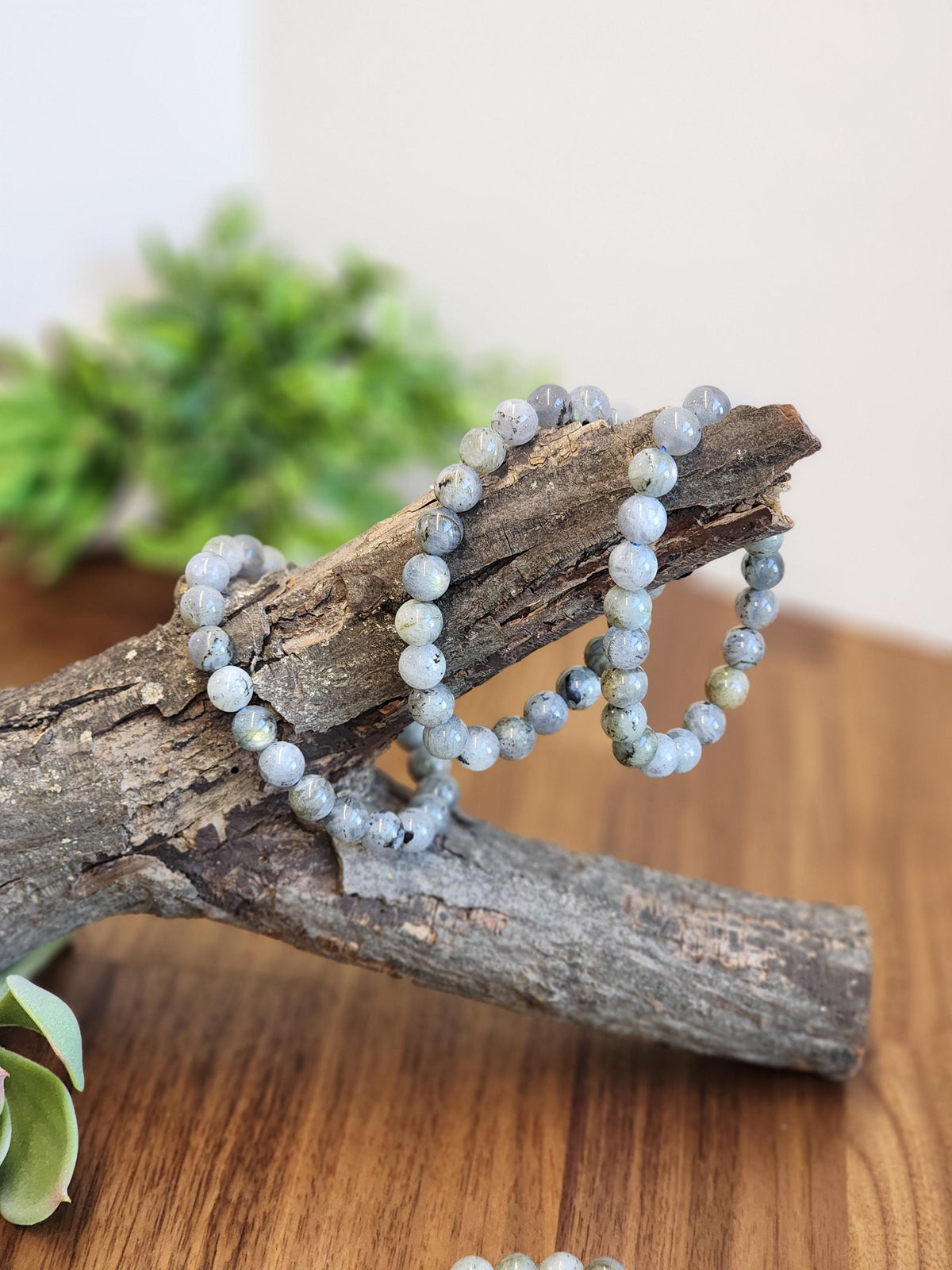 Inv - Labradorite Bracelet: 8MM Crystal Jewelry | Natural Gray Northern Lights Stone with some Flash | Great for Beginner Crystal Lovers
