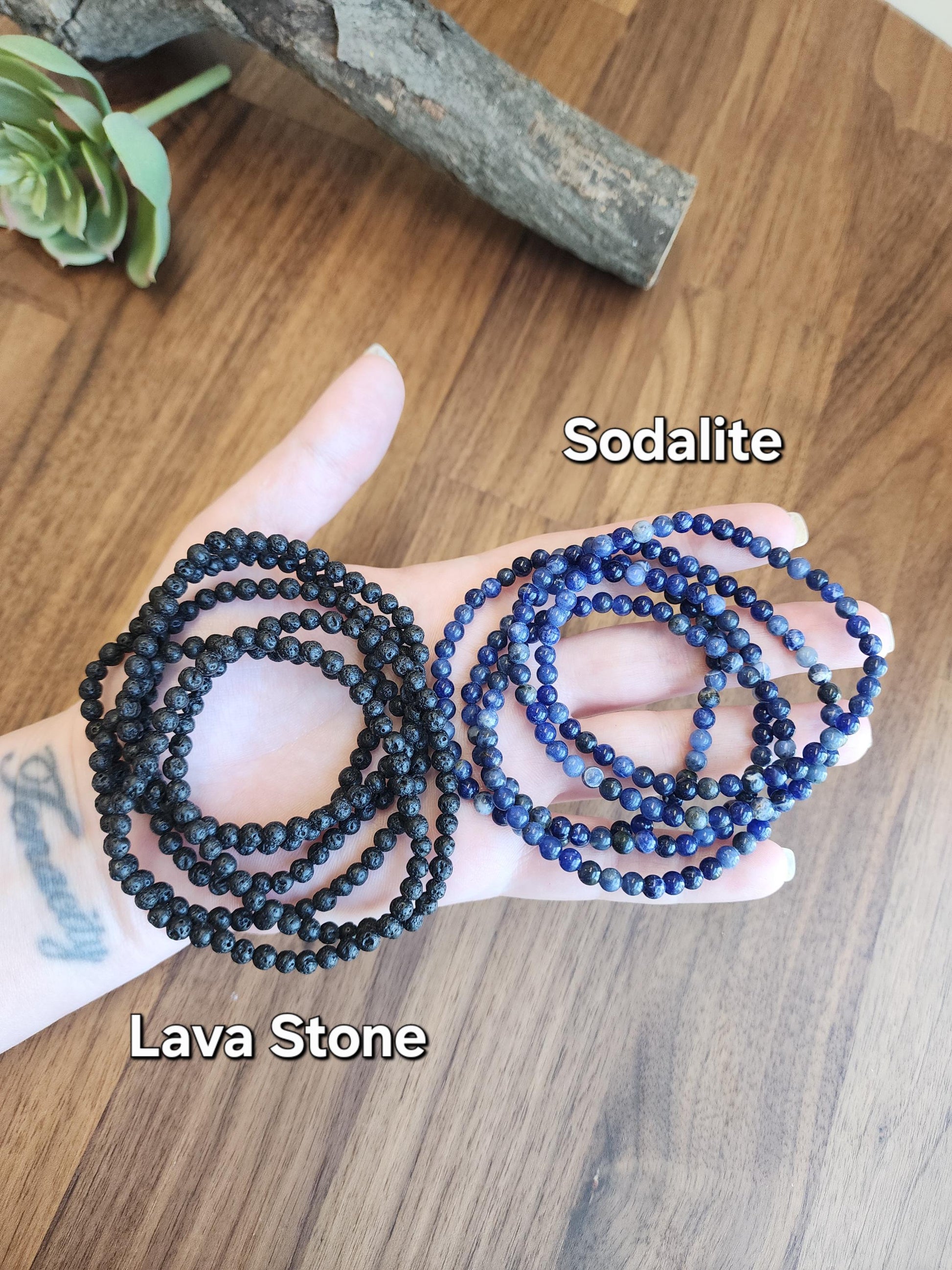 Dainty Crystal Bracelets: Genuine 4mm Natural Gemstone Beads with Stretch for Minimalist Jewelry Stacking, Layering, Matching, and Pairing