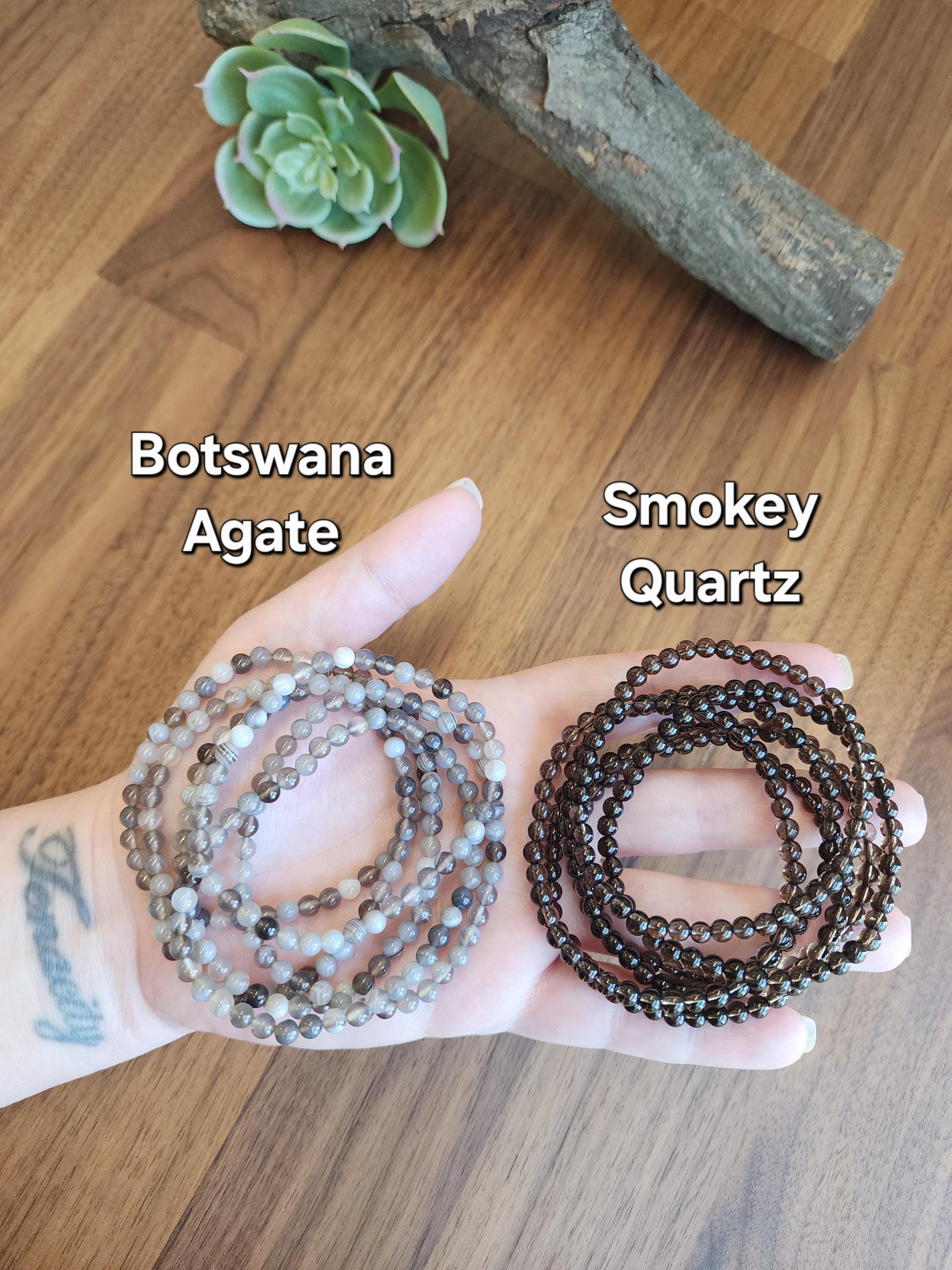 Dainty Crystal Bracelets: Genuine 4mm Natural Gemstone Beads with Stretch for Minimalist Jewelry Stacking, Layering, Matching, and Pairing