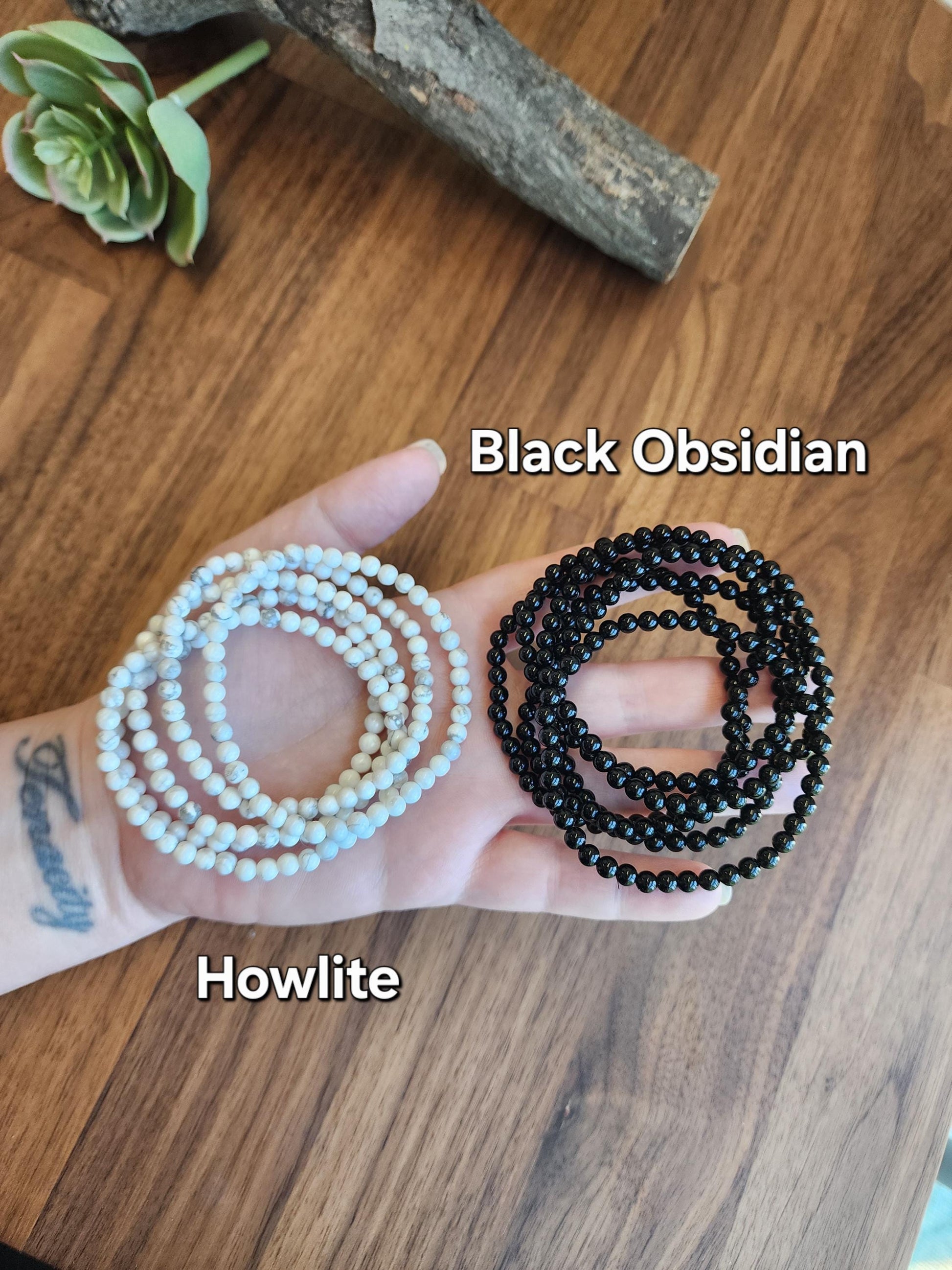 Dainty Crystal Bracelets: Genuine 4mm Natural Gemstone Beads with Stretch for Minimalist Jewelry Stacking, Layering, Matching, and Pairing
